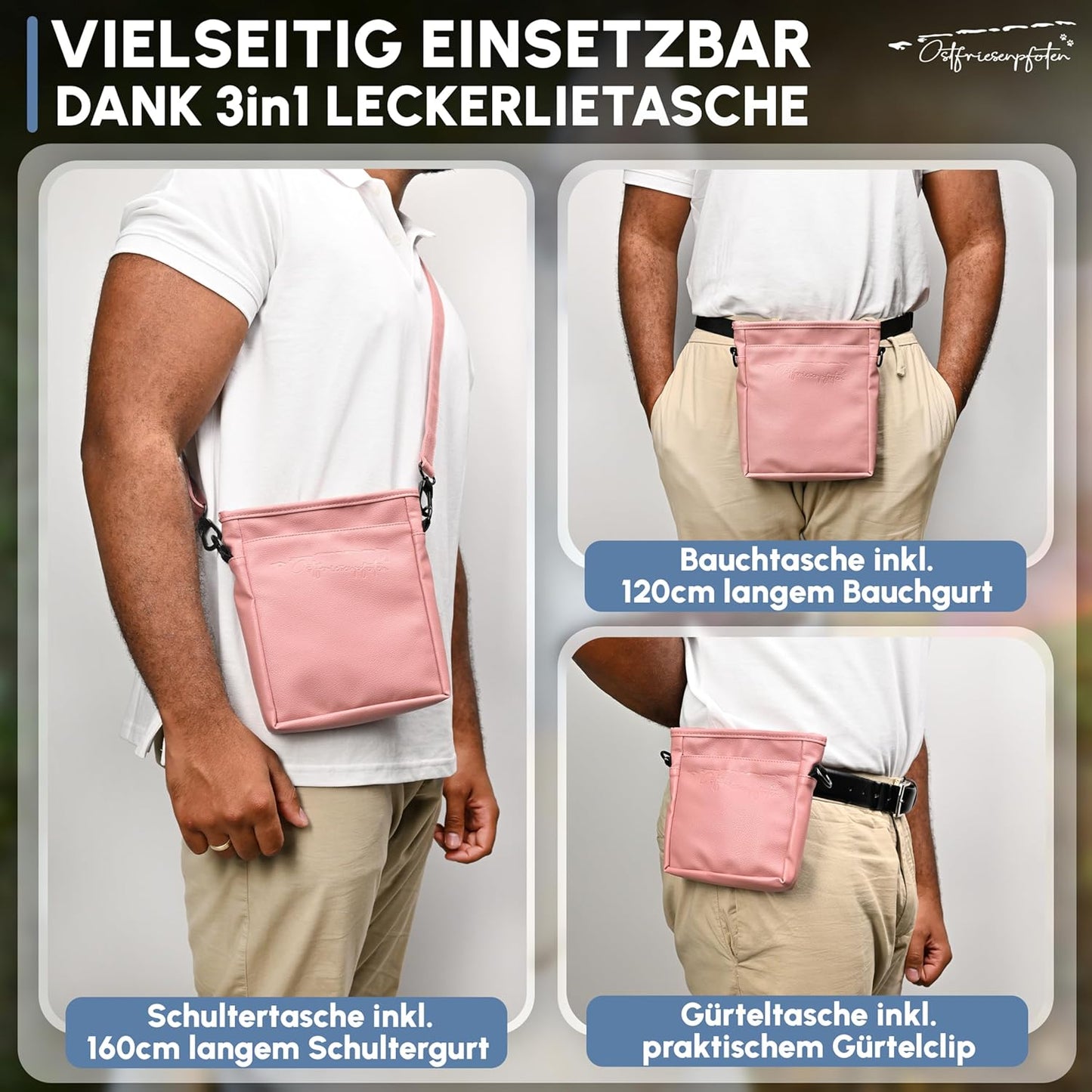 Leckerlibeutel Frieda mit Magnetverschluss, L Altrosa