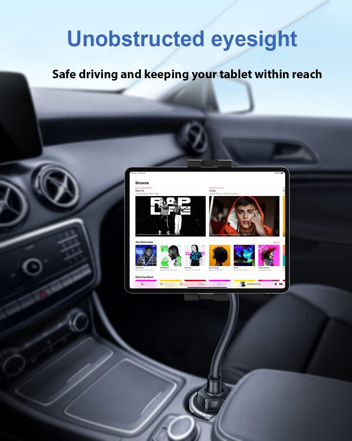 Schwanenhals KFZ-Tablethalter für Becherhalter