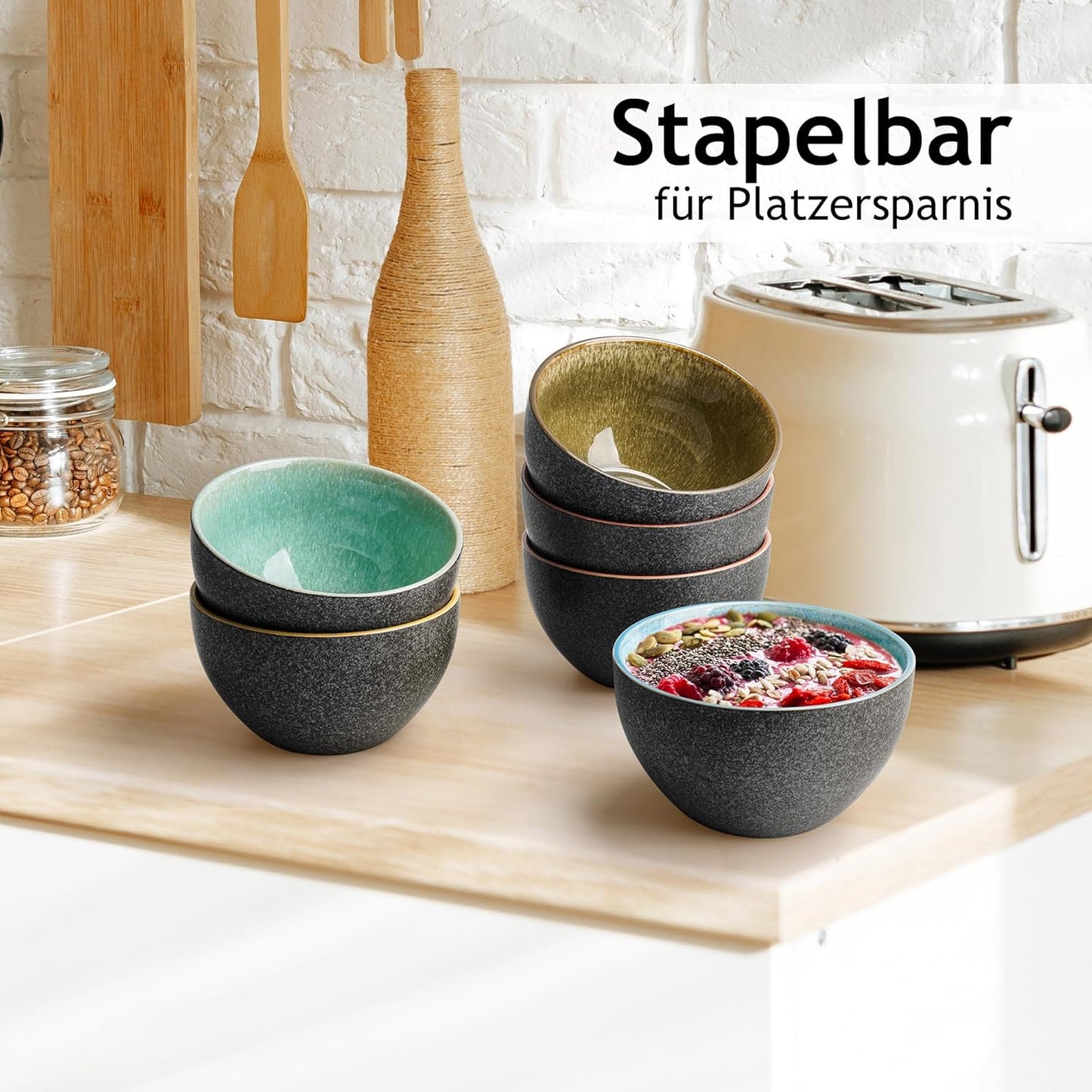 6er-Set Keramikschüsseln-Set Las Palmitas, Schüssel