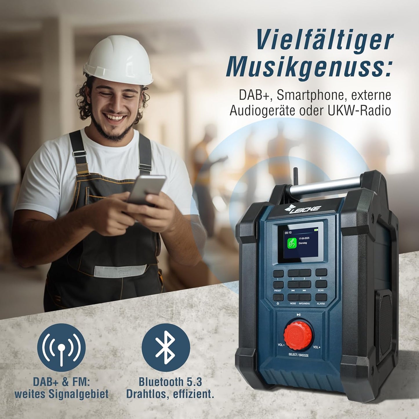 Baustellenradio mit DAB+ und Bluetooth