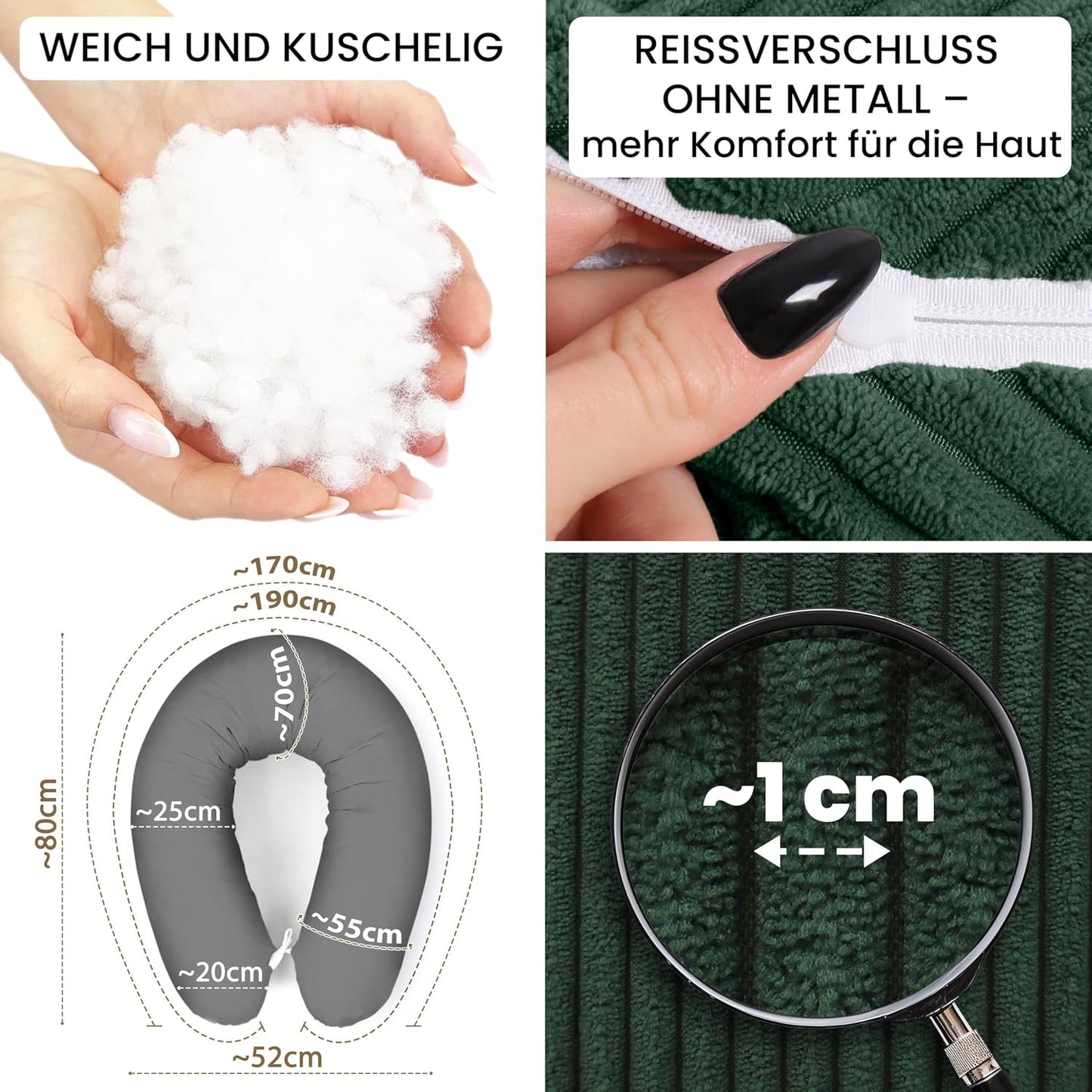 Stillkissen XXL, Schattenwald Stillkissen 170 cm