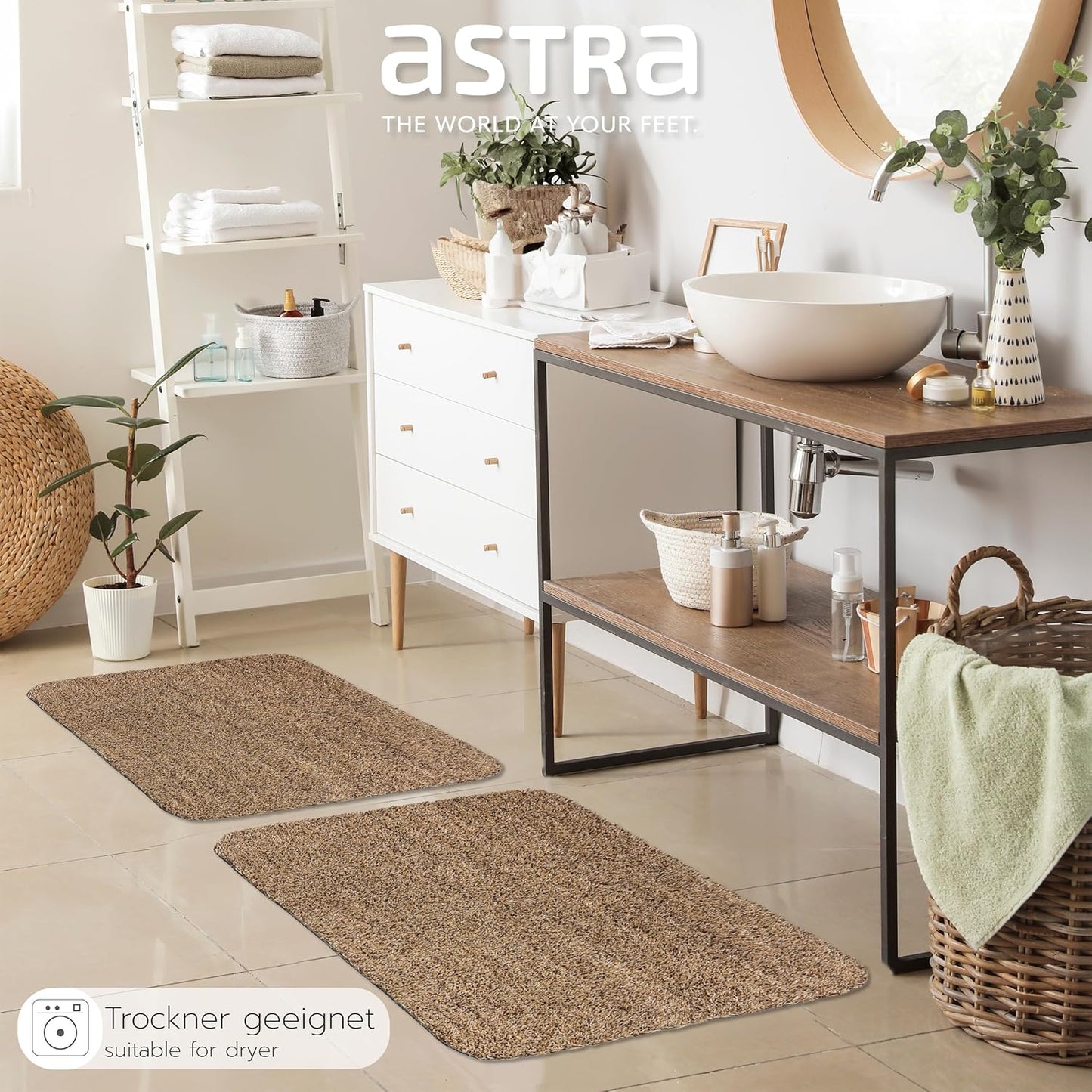 Waschbare Schmutzfangmatte (2er Set), 40 x 60 cm - 2er Set Beige