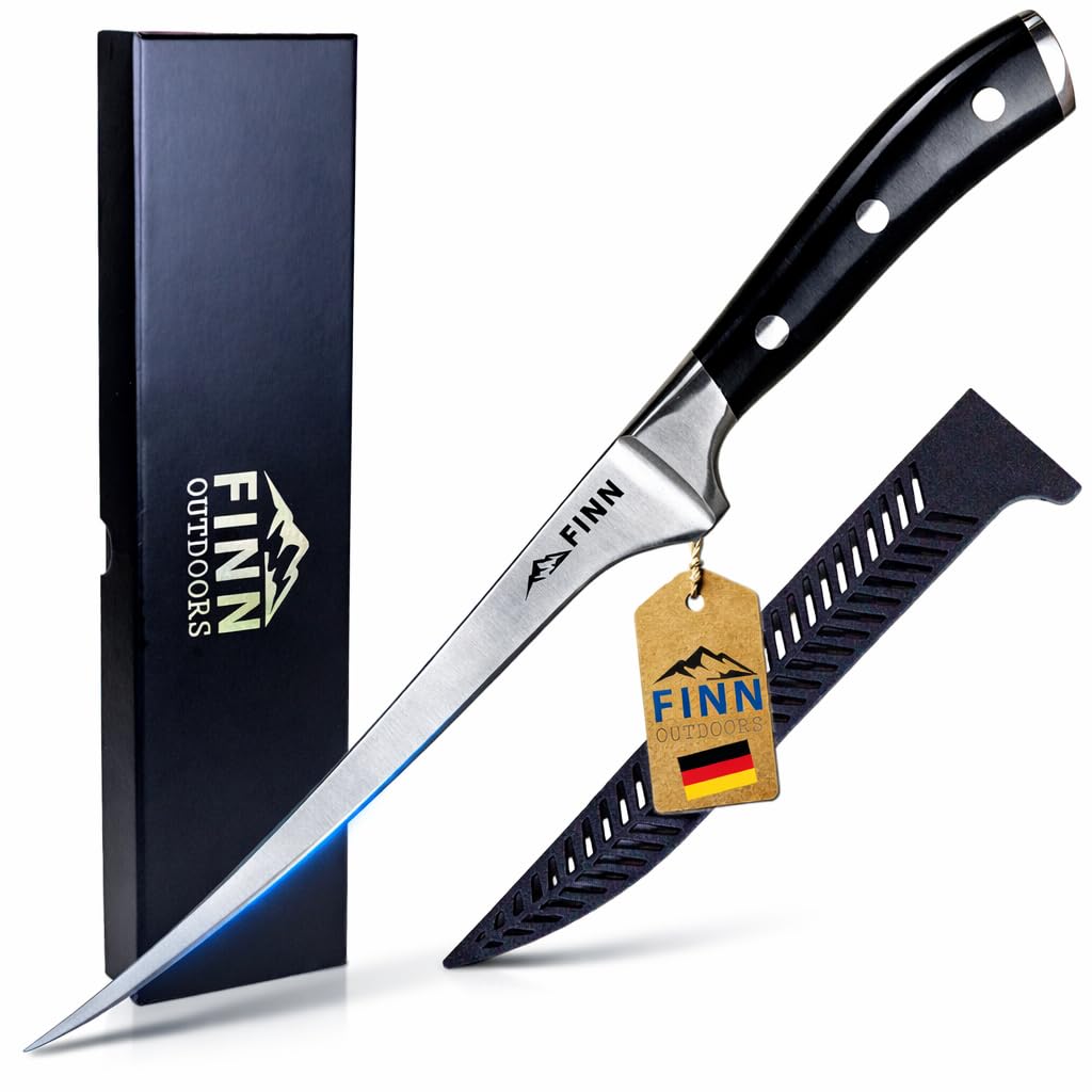 Filetiermesser mit flexiblem Edelstahlblatt und Klingenschutz