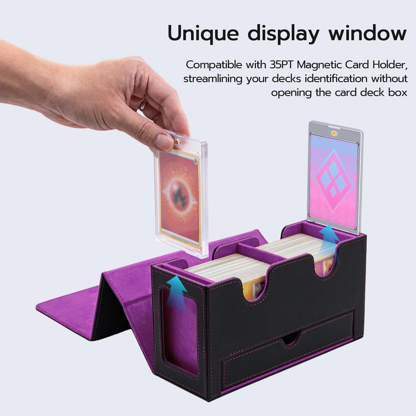 Kartendeckbox mit Schaufenster und Würfelfach, Purple
