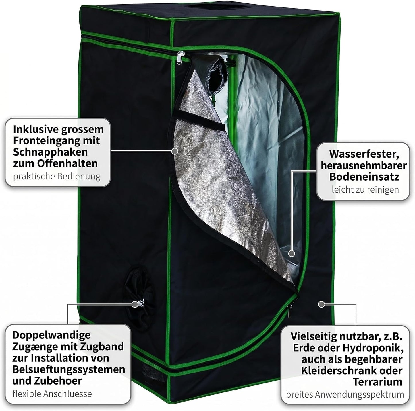 Growzelt Zuchtzelt Set, 40x40x120 cm