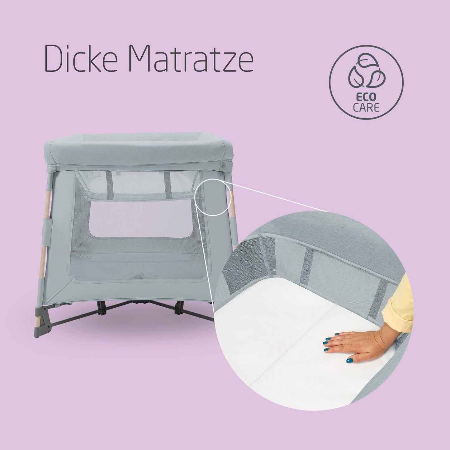 Swift 3-in-1 Reisebett höhenverstellbar mit Matratze, Swift Beyond Grey Eco Care