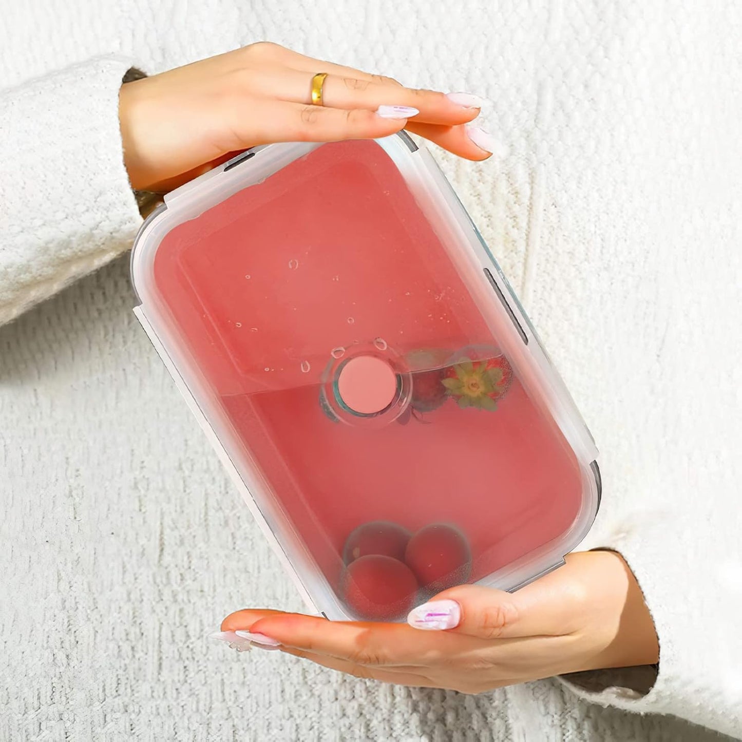 Faltbares Food Container-Set, 4-teilig mit Deckel, Rot