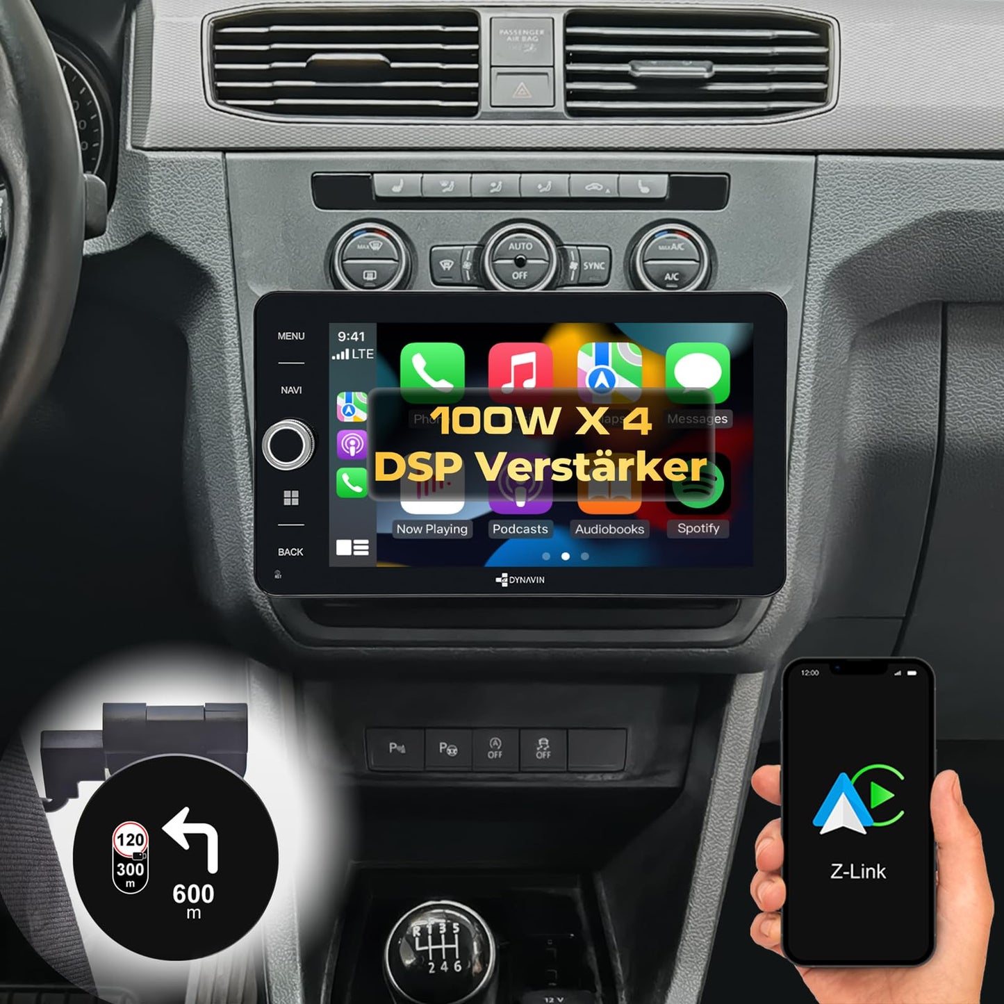 Android Autoradio Navi mit Carplay & DAB+ 9 Zoll