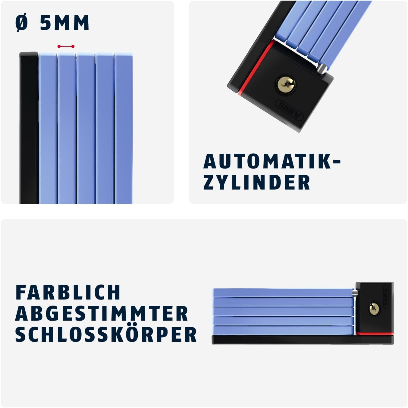 Faltschloss Bordo uGrip 5700K, 80 cm Blau Single