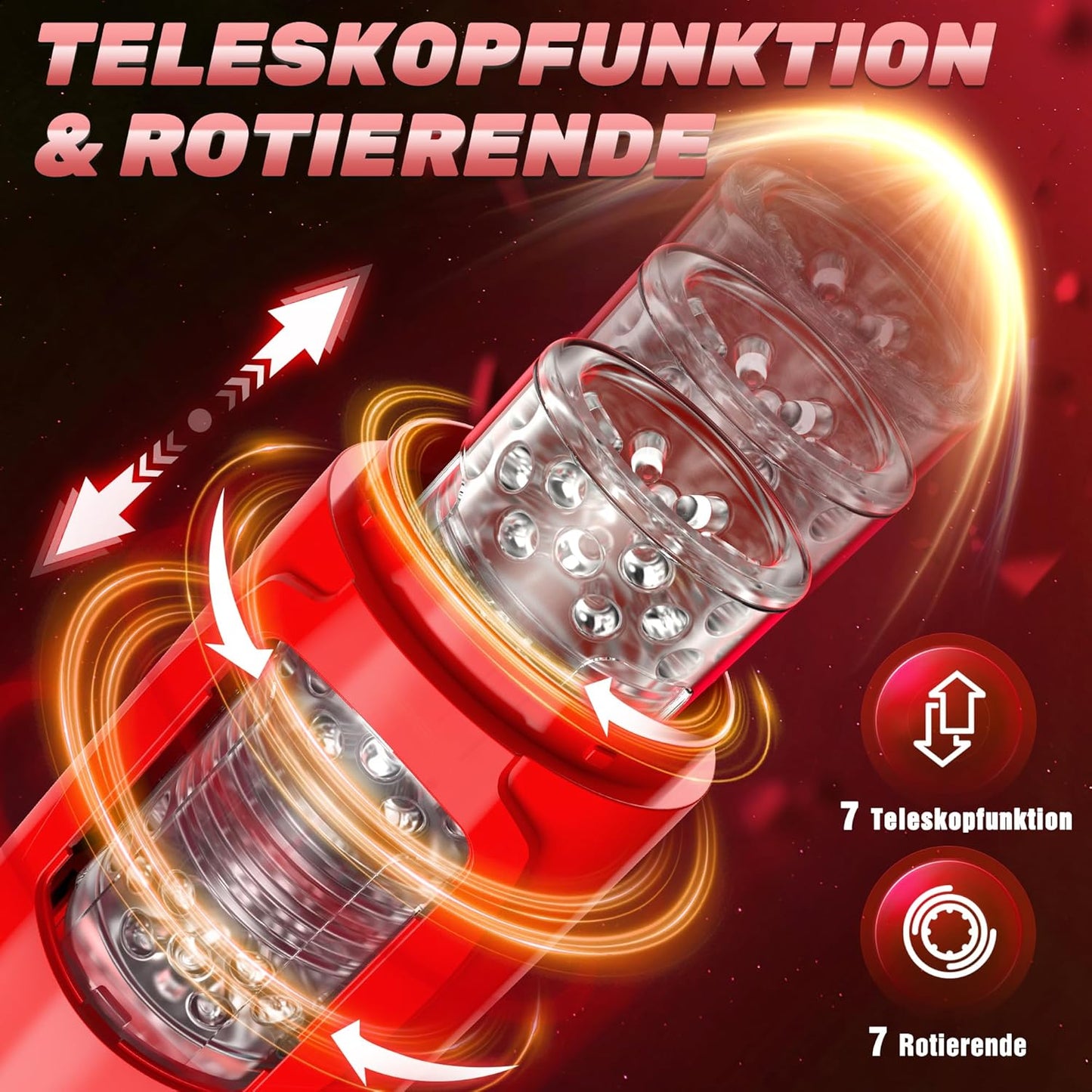 Elektrischer Masturbator mit 7 Modi & App-Steuerung, Rot/Schwarz