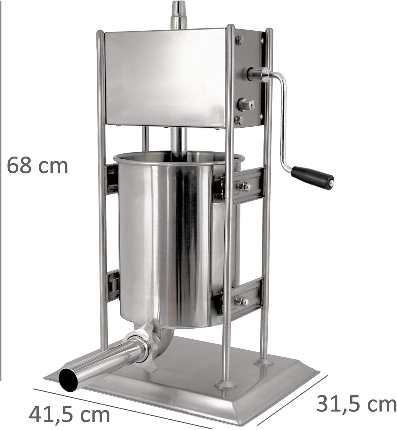 Wurstfüllmaschine mit Entlüftungsventil, 10 Liter Silber