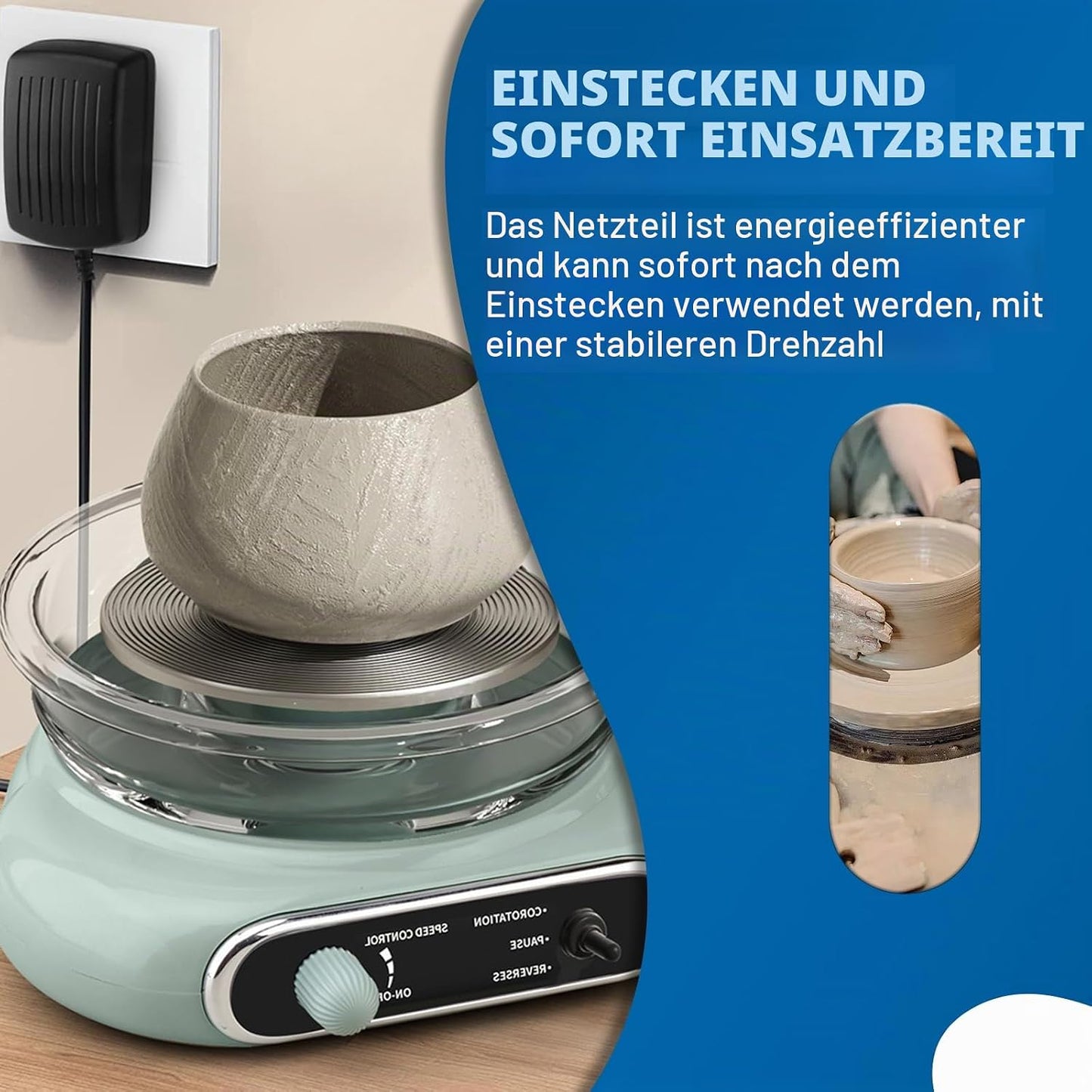 Mini-Töpferscheiben-Set mit Fusspedal und einstellbarer Geschwindigkeit