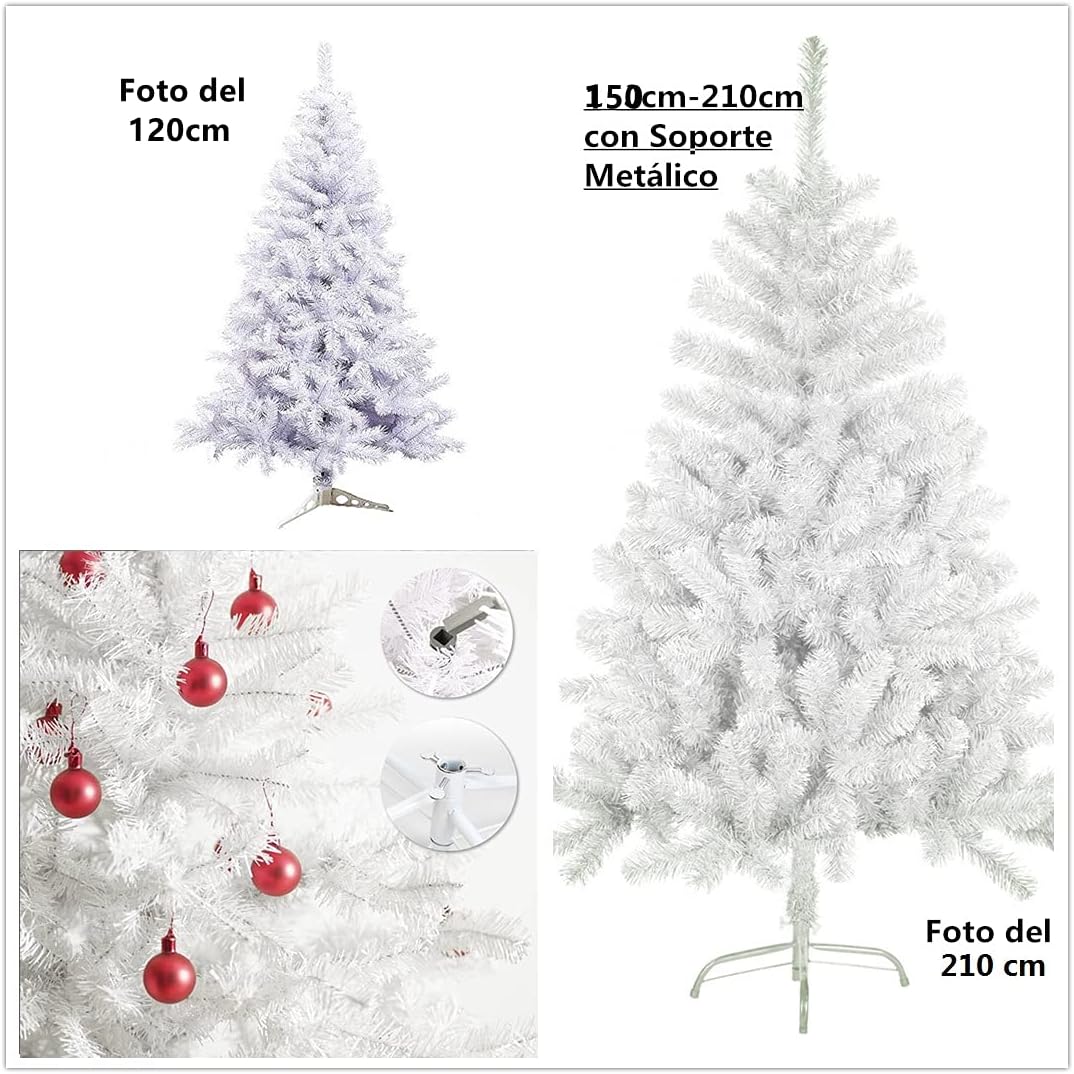 Künstlicher Weihnachtsbaum 150cm mit Metallständer, 150 cm Glänzend Weiß