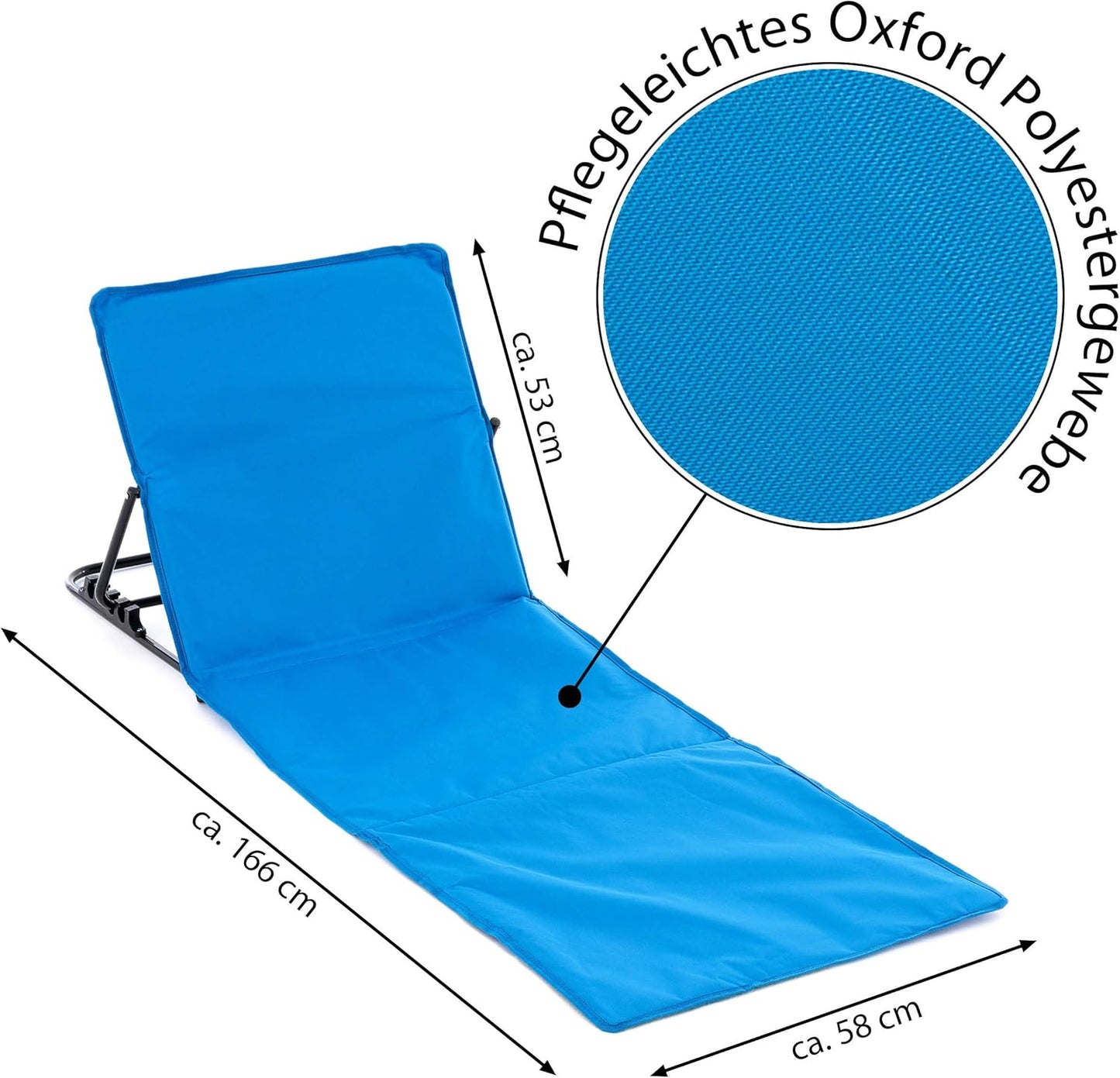 2-teiliges Strandmatten-Set mit verstellbarer Rückenlehne und Tasche, Blau