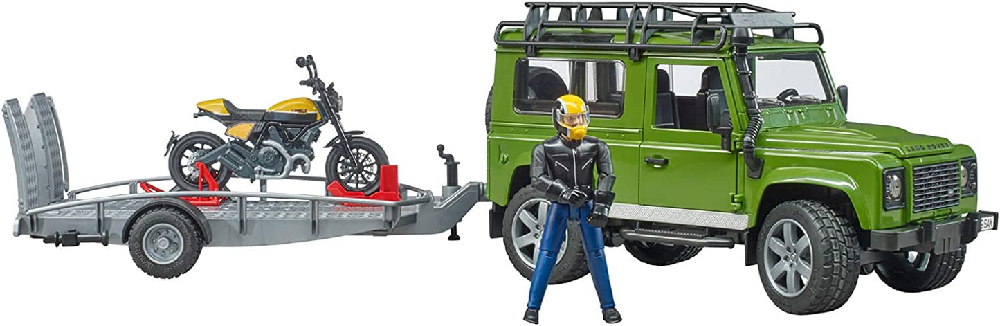 Land Rover Defender mit Anhänger, Scrambler Ducati Full Throttle, Modellfahrzeug