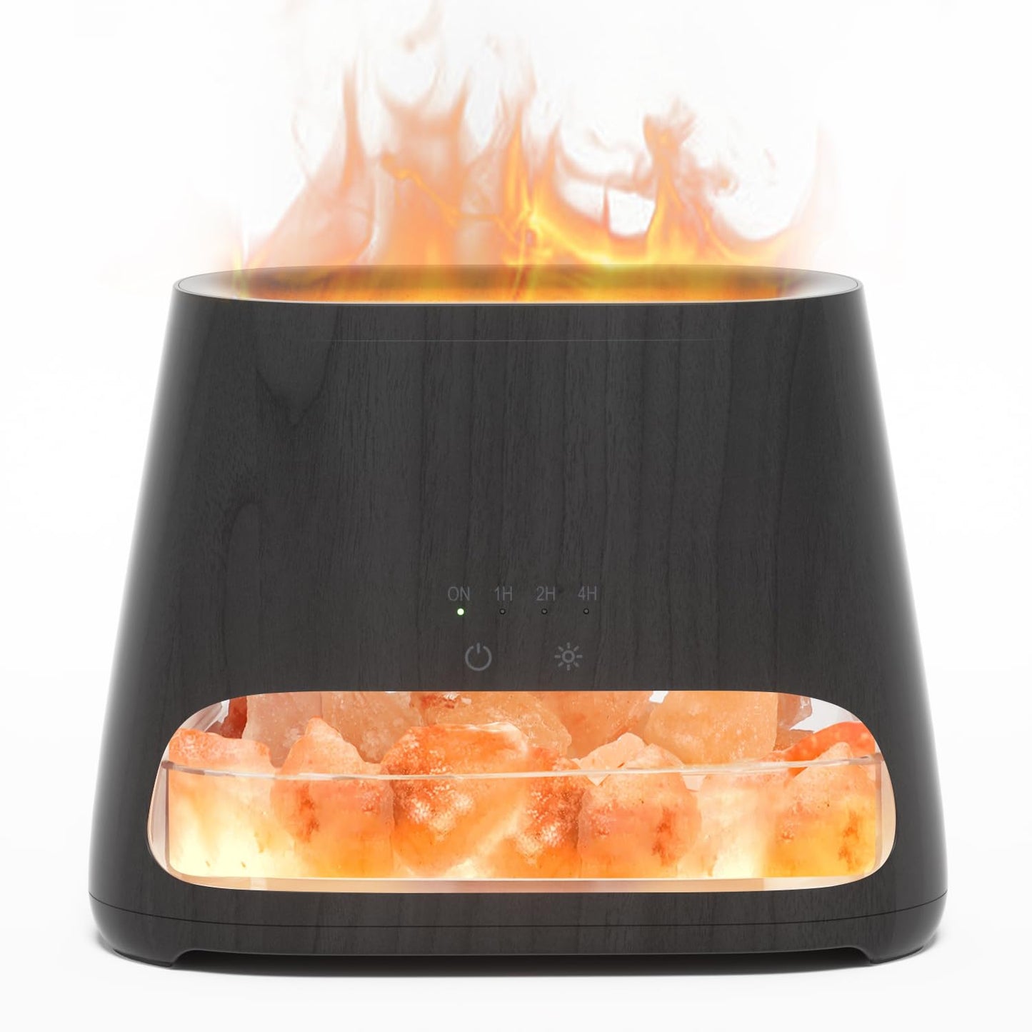 2-in-1 Aroma Diffuser & Salzleuchte mit Flammeneffekt, Schwarz