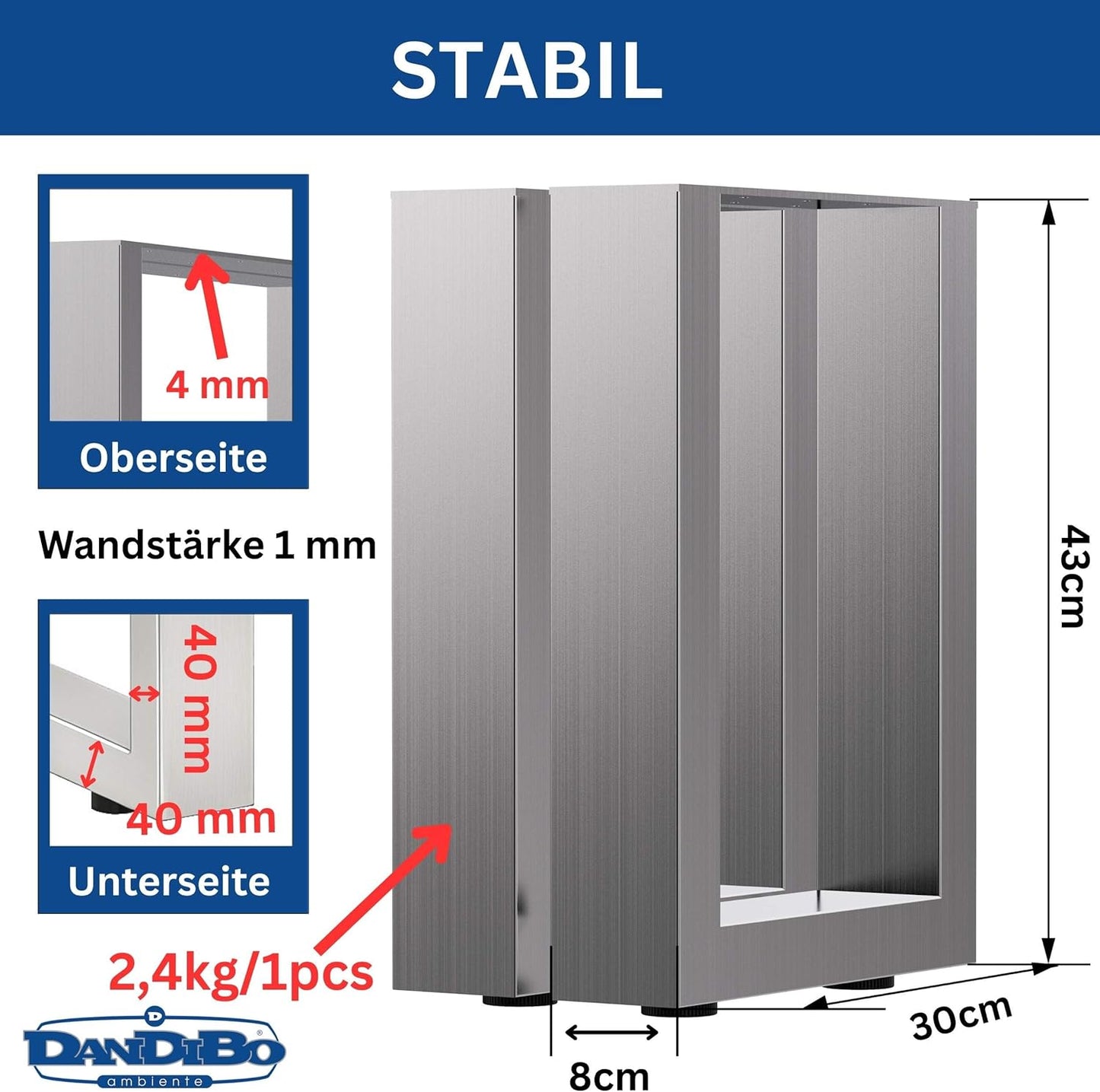 2er-Set Bankgestelle 96675, 43 x 30 cm