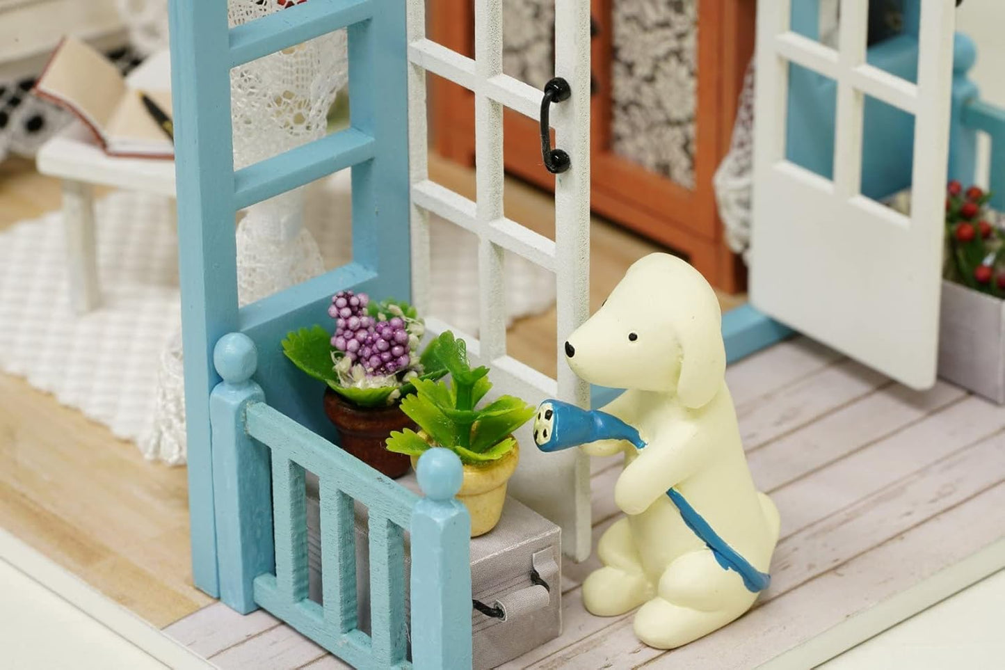 DIY Puppenhaus Miniatur Kit-Salon, Kaffeebraun