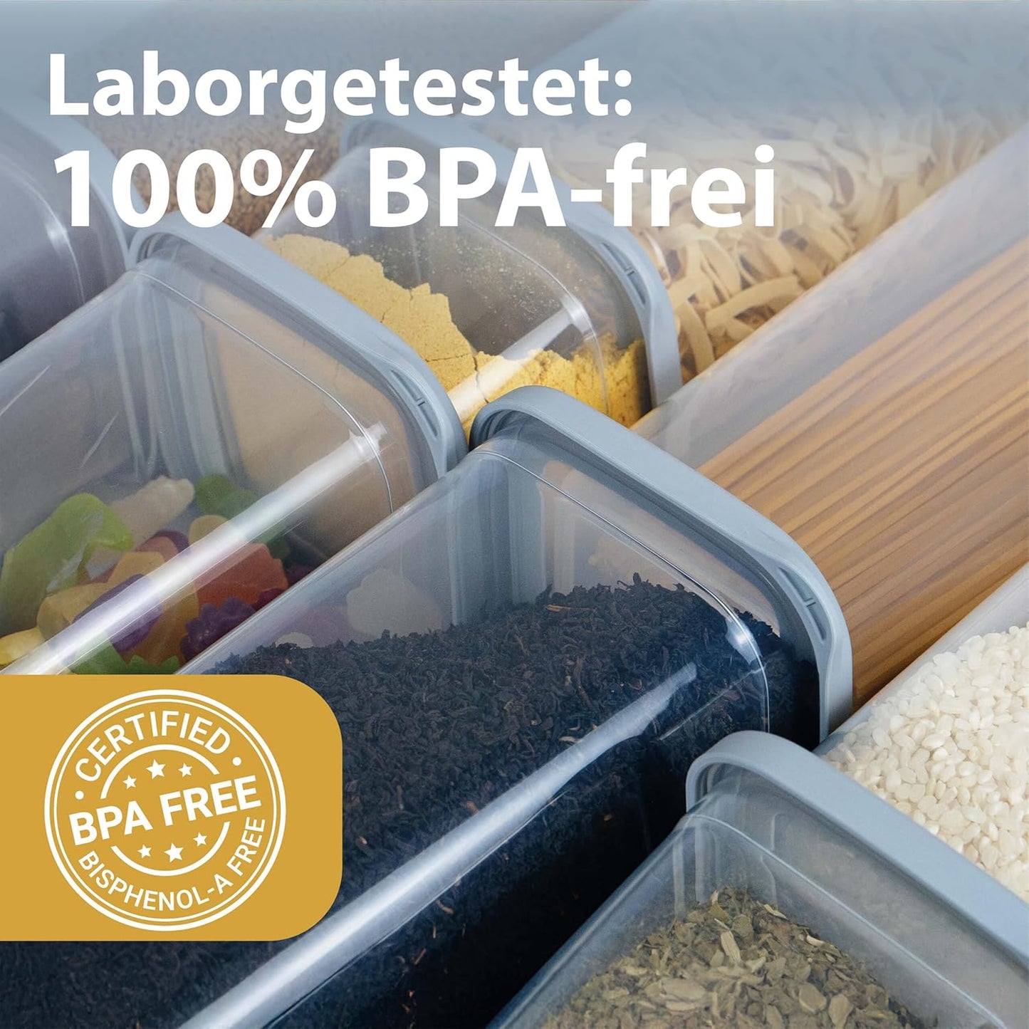12 x luftdichte Vorratsdosen, Weiß / Hellgrau 12x 500ml