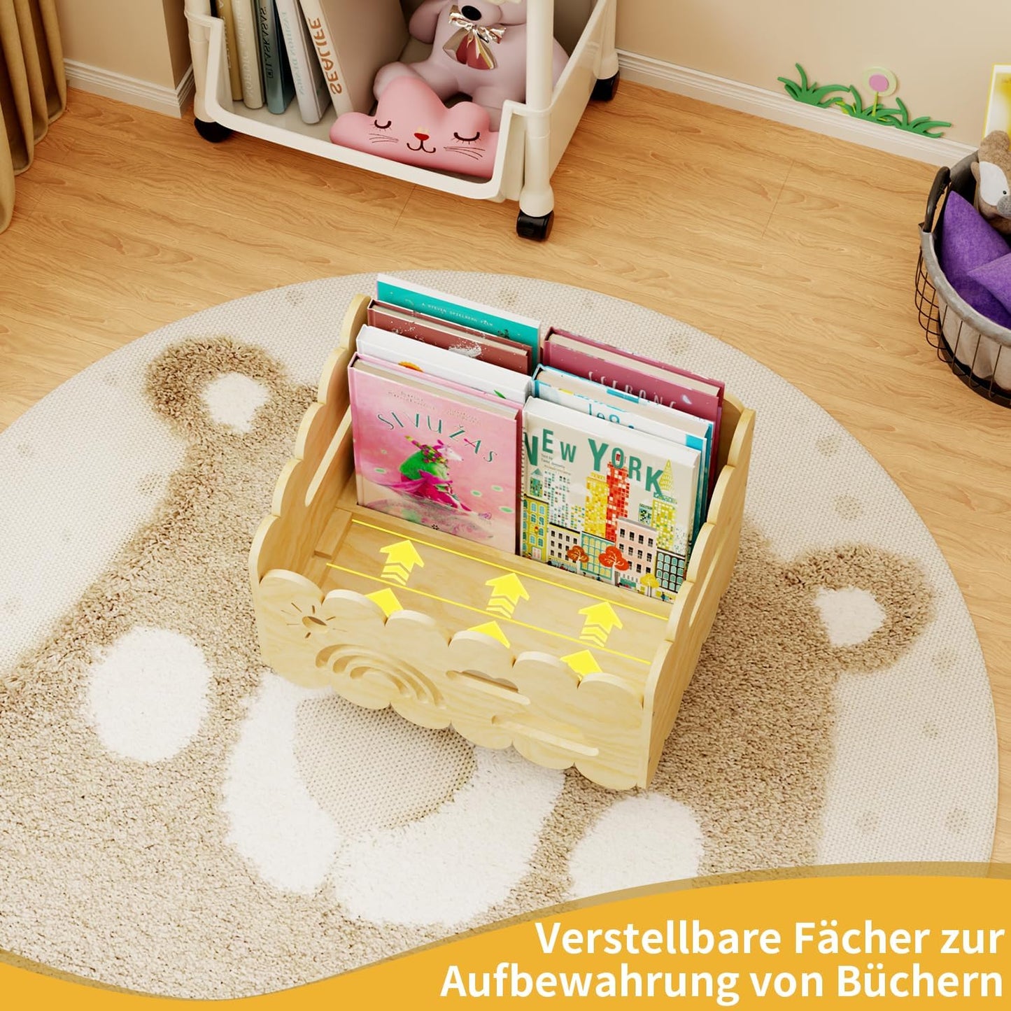 Bücherregal für Kinder, Original Holz - Standard (Stationär)