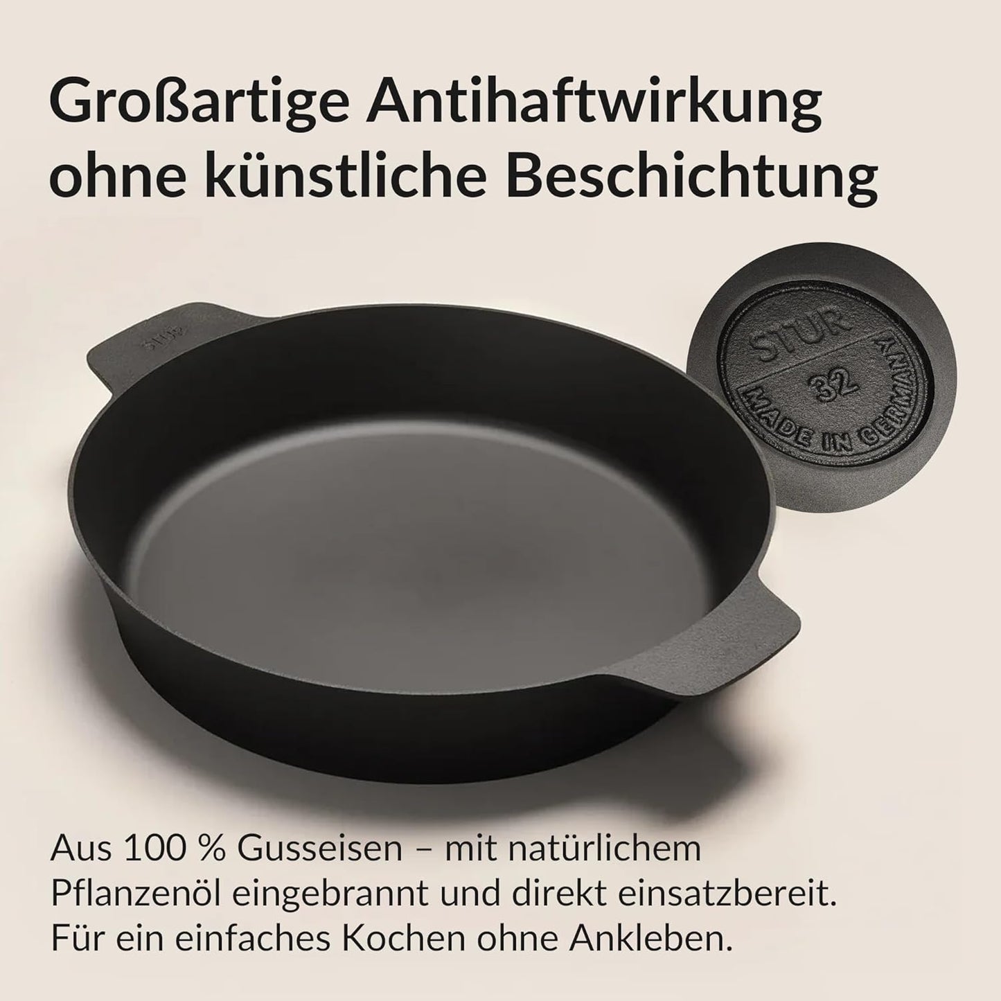 Gusseisenpfanne 32cm für alle Herdarten, 32 cm