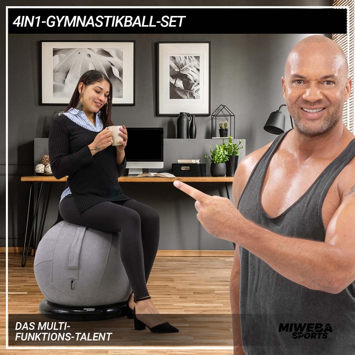 Gymnastikball mit Ballauflage, Grau