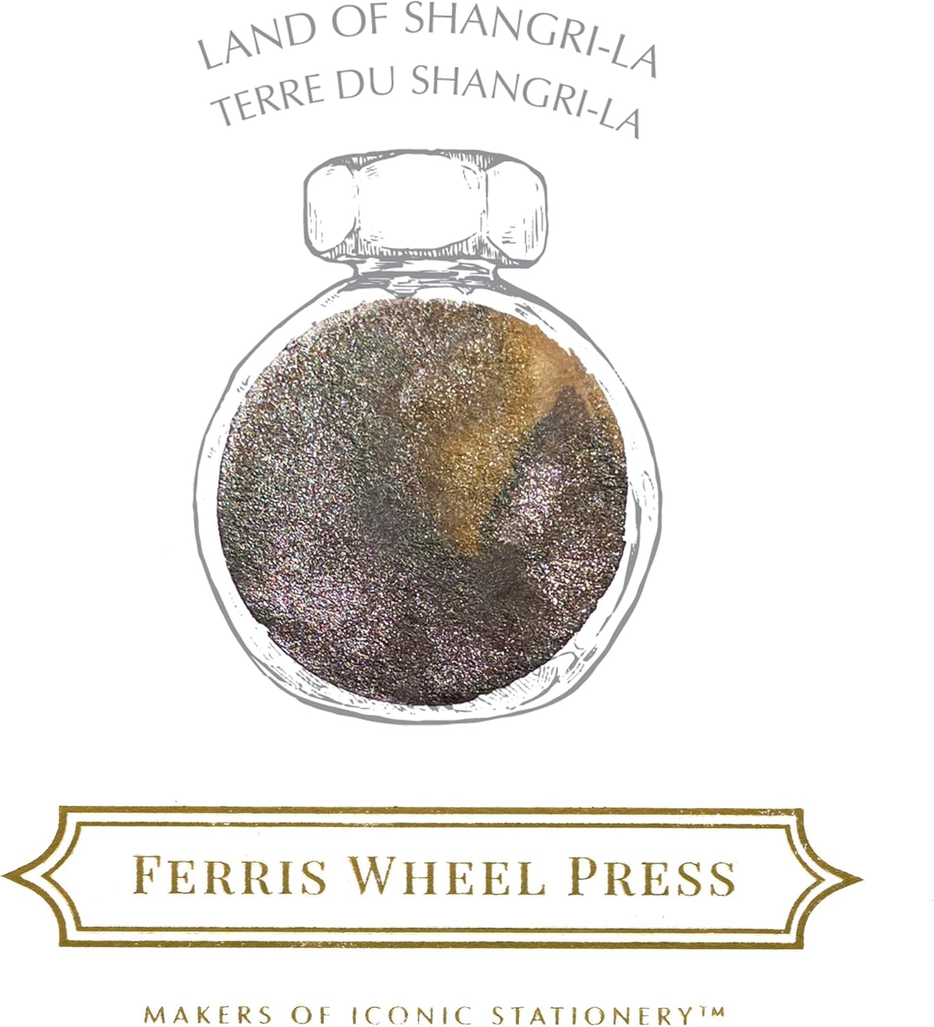 Fountain Pen Ink: Curious Collaboration Collection in Ashy Brown With Champagne Shimmer, Ashy Brown With Champagne Shimmer 38 ml