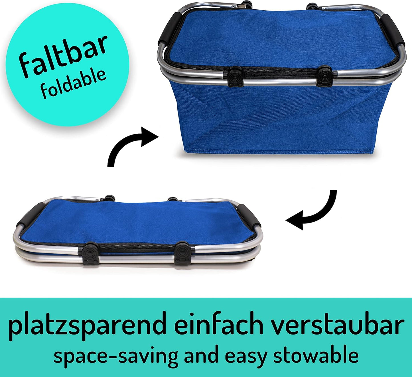 Faltbarer Isolier-Einkaufskorb, Thermo - 1x Pack Blau