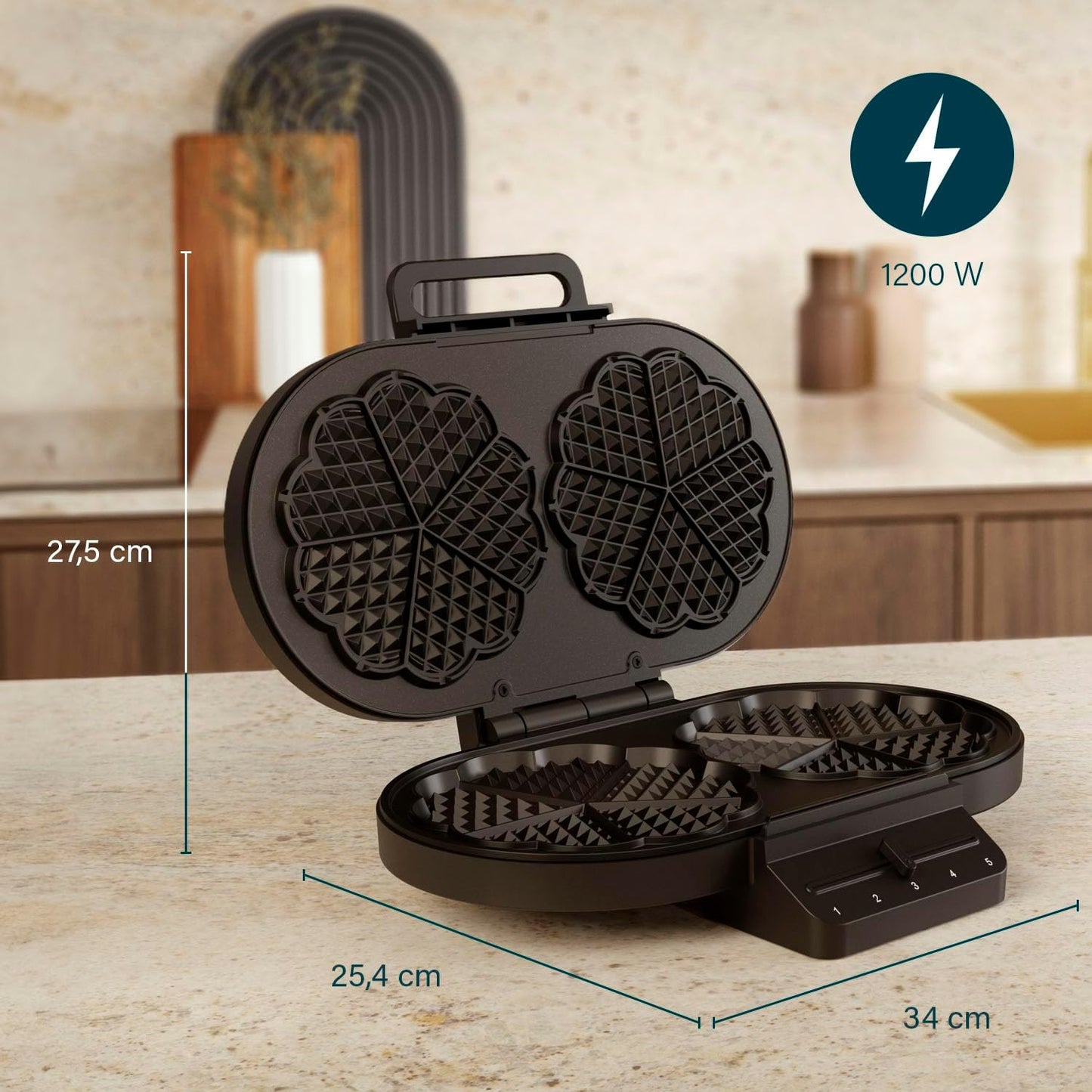 Waffeleisen für herzförmige Waffeln, Herzform Doppelt