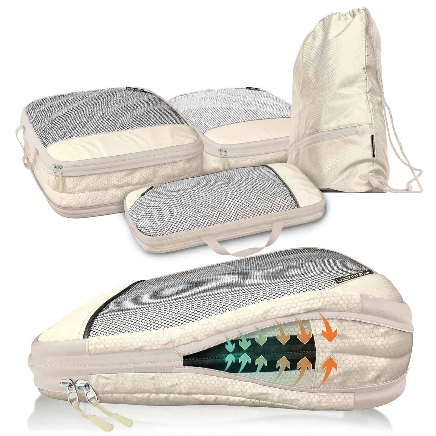 4-teiliges Packwürfel-Set, Desert Whisper - Beige 4-teilig