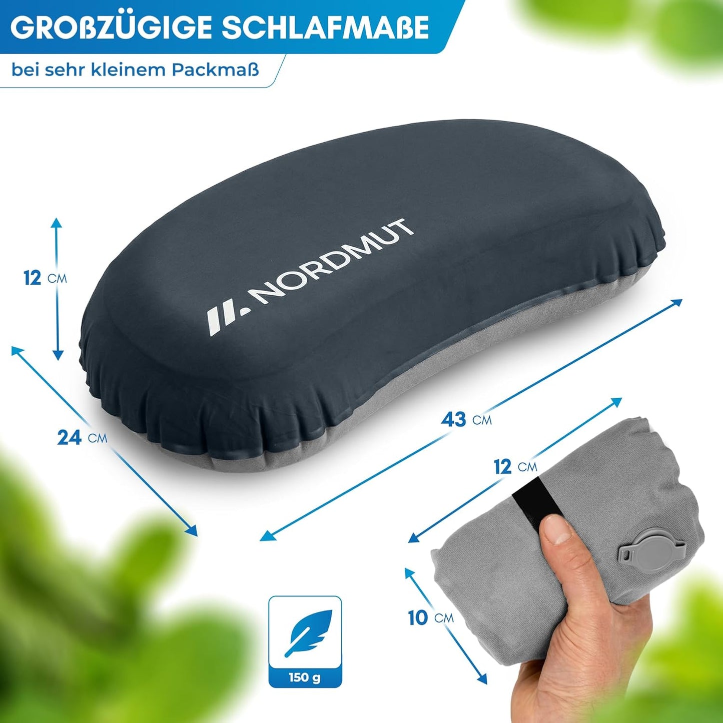 Aufblasbares Camping-Reisekissen, Schwarz