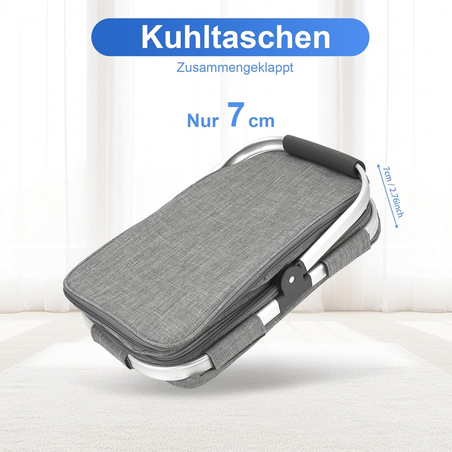 Faltbarer Einkaufskorb mit Kühlfunktion, Grau