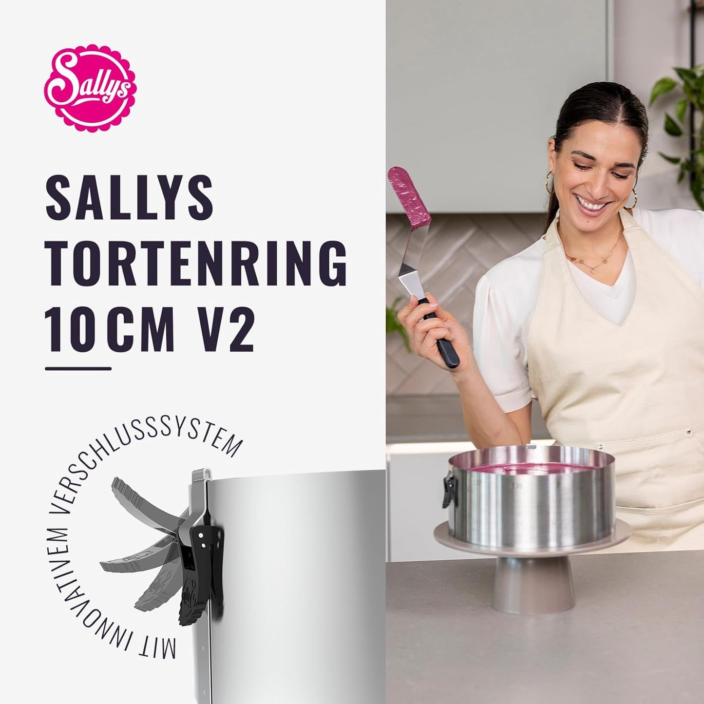Verstellbarer Tortenring, 10 cm hoch, ⌀ 17-30 cm