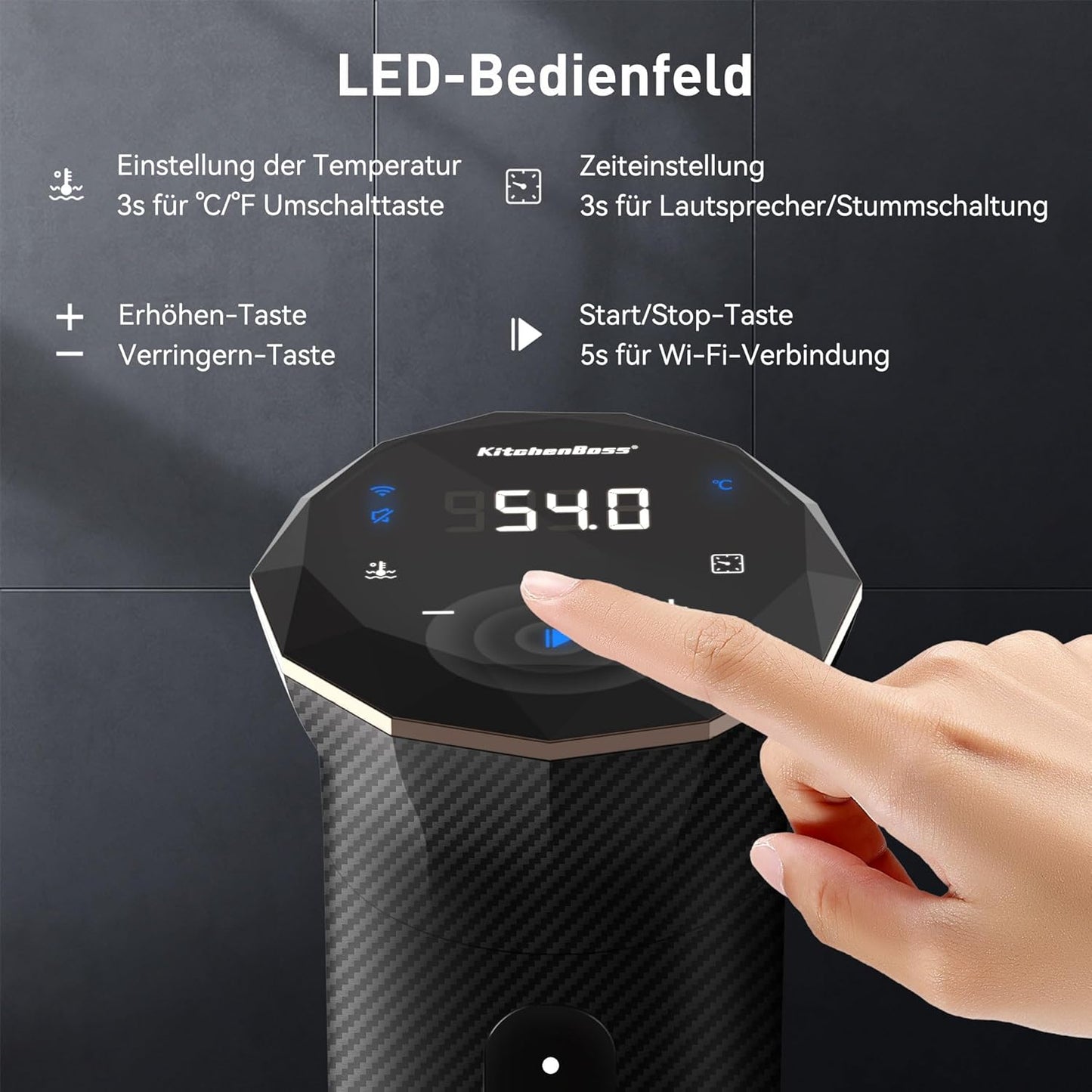 Sous Vide Garer Stick Wi-Fi mit App-Steuerung