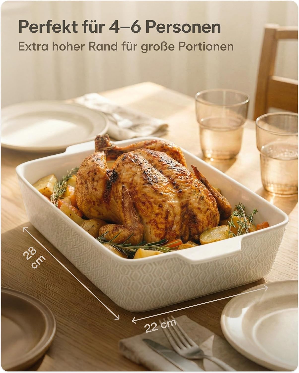 Auflaufform mit extra hohem Rand, Weiss