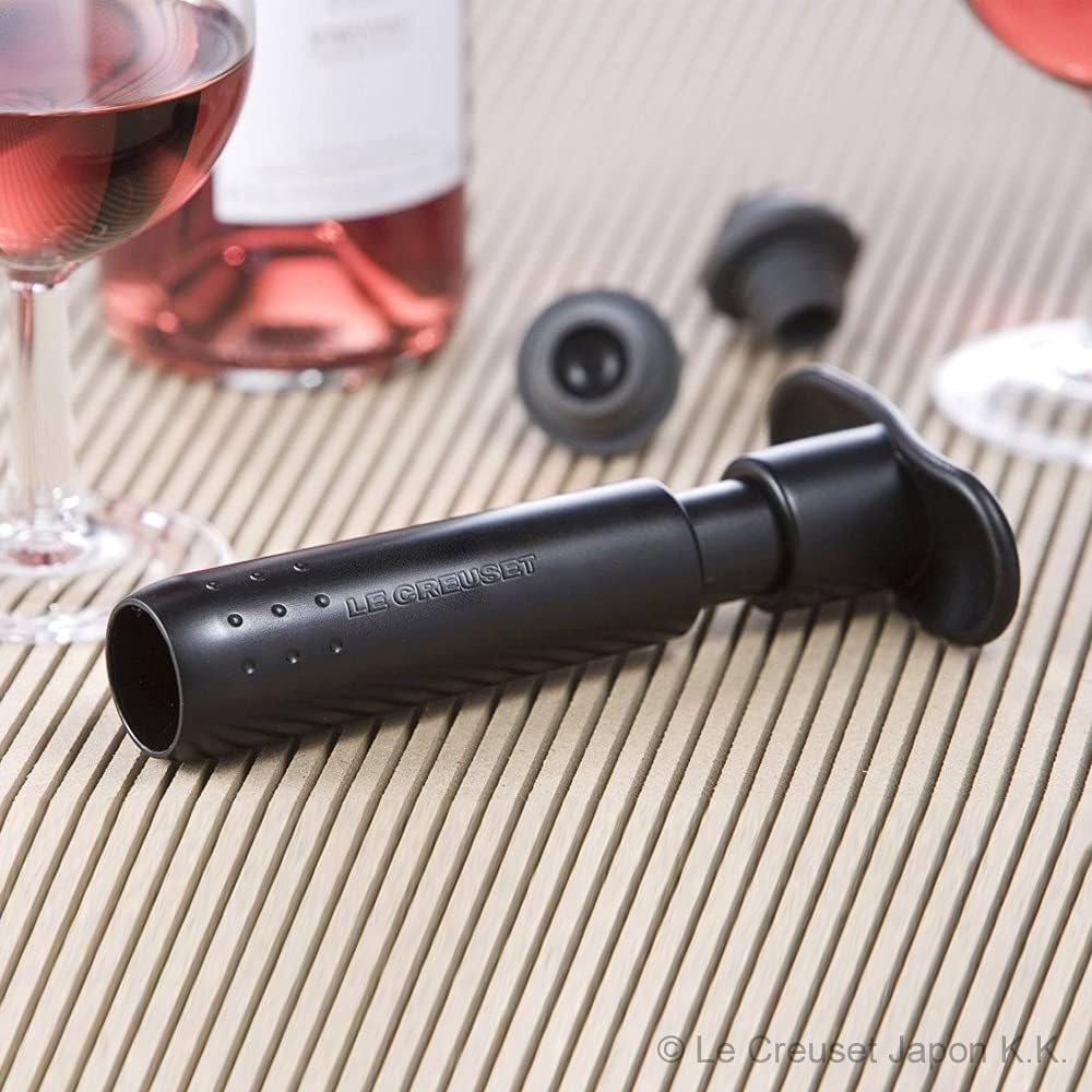 Weinpumpen-Set WA-137 mit 3 Verschlüssen, Schwarz Matt