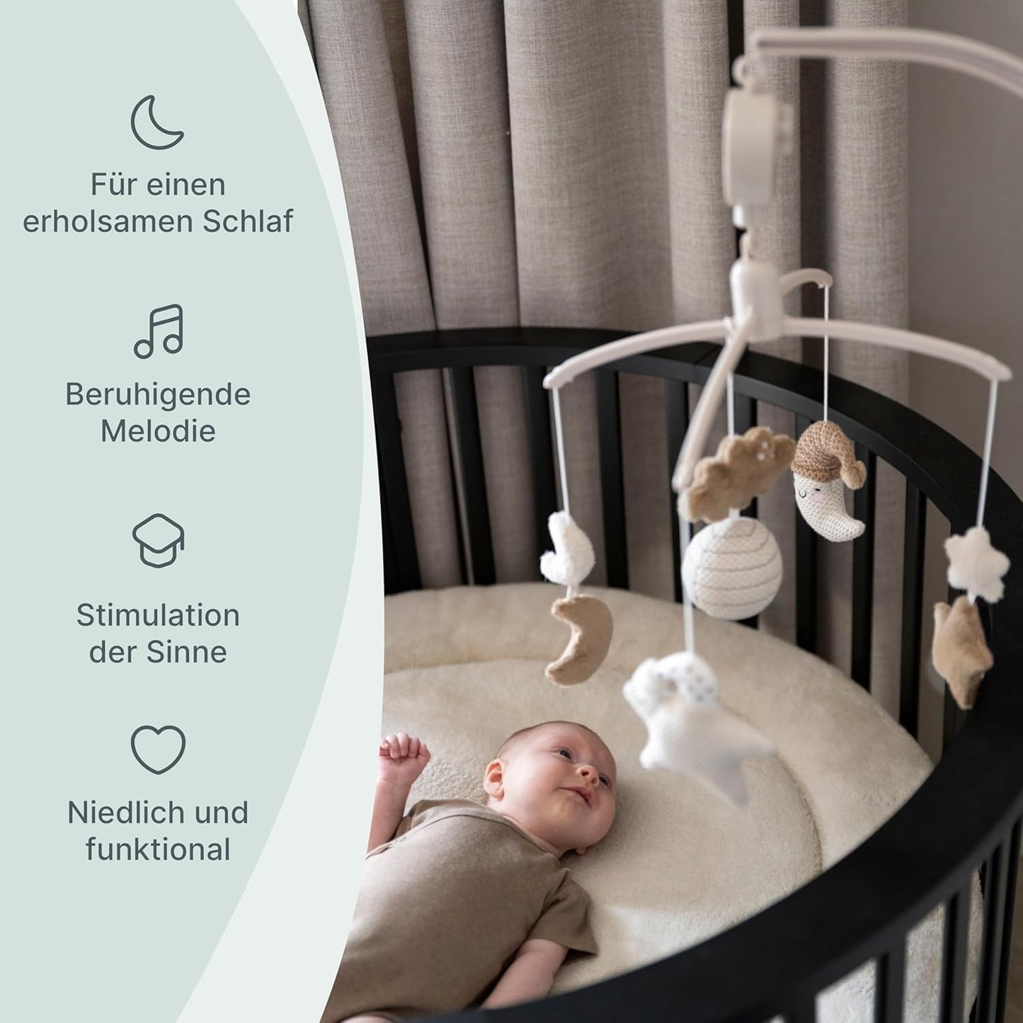 Musik-Mobile Baby Heaven mit Spieluhr und Figuren, Clay/Warm Linen
