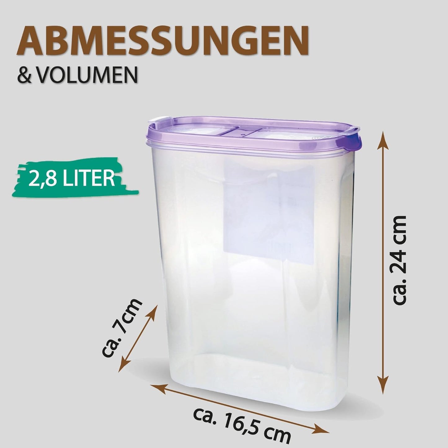 3er Pack Vorratsdosen-Set mit Deckel (2,8 Liter), Lila 3er Pack ( 3 Stück )