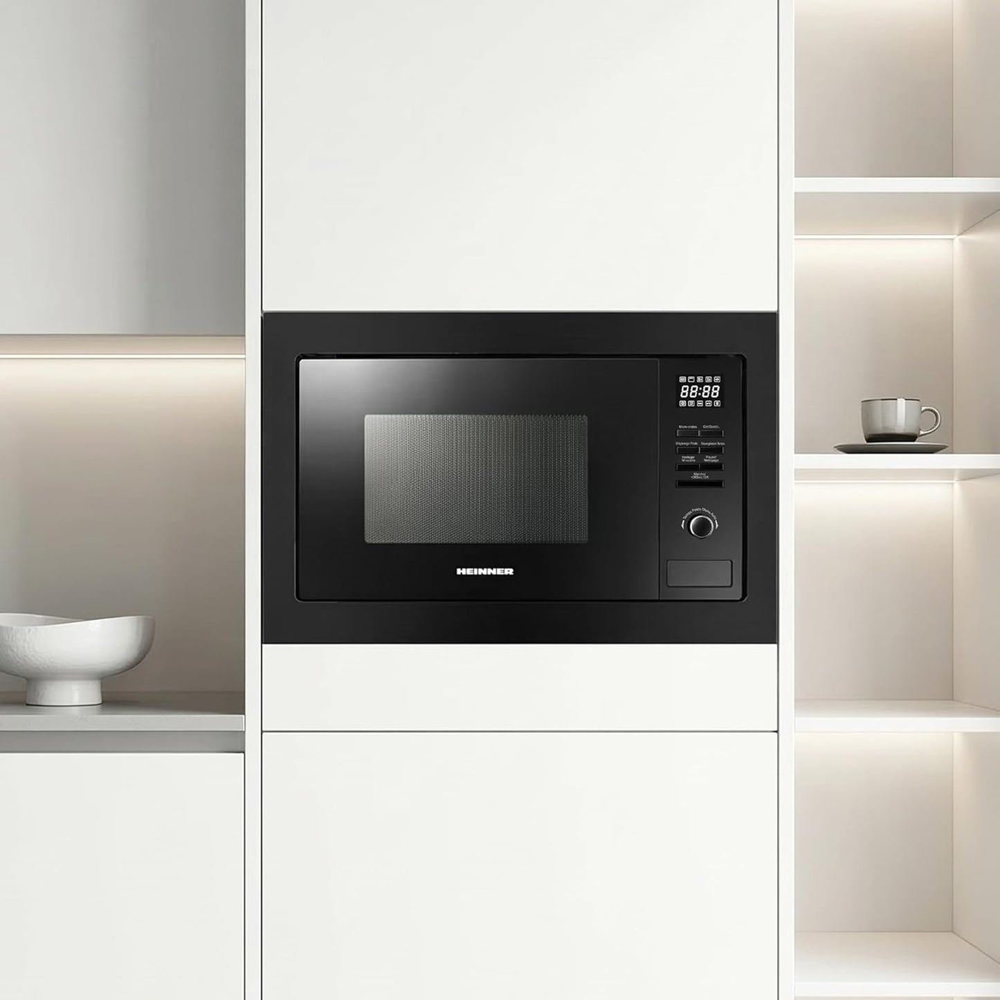 Einbau-Mikrowellenofen mit Grillfunktion HMW-MDBI25GDBK, Schwarz / Black Glass 25 L
