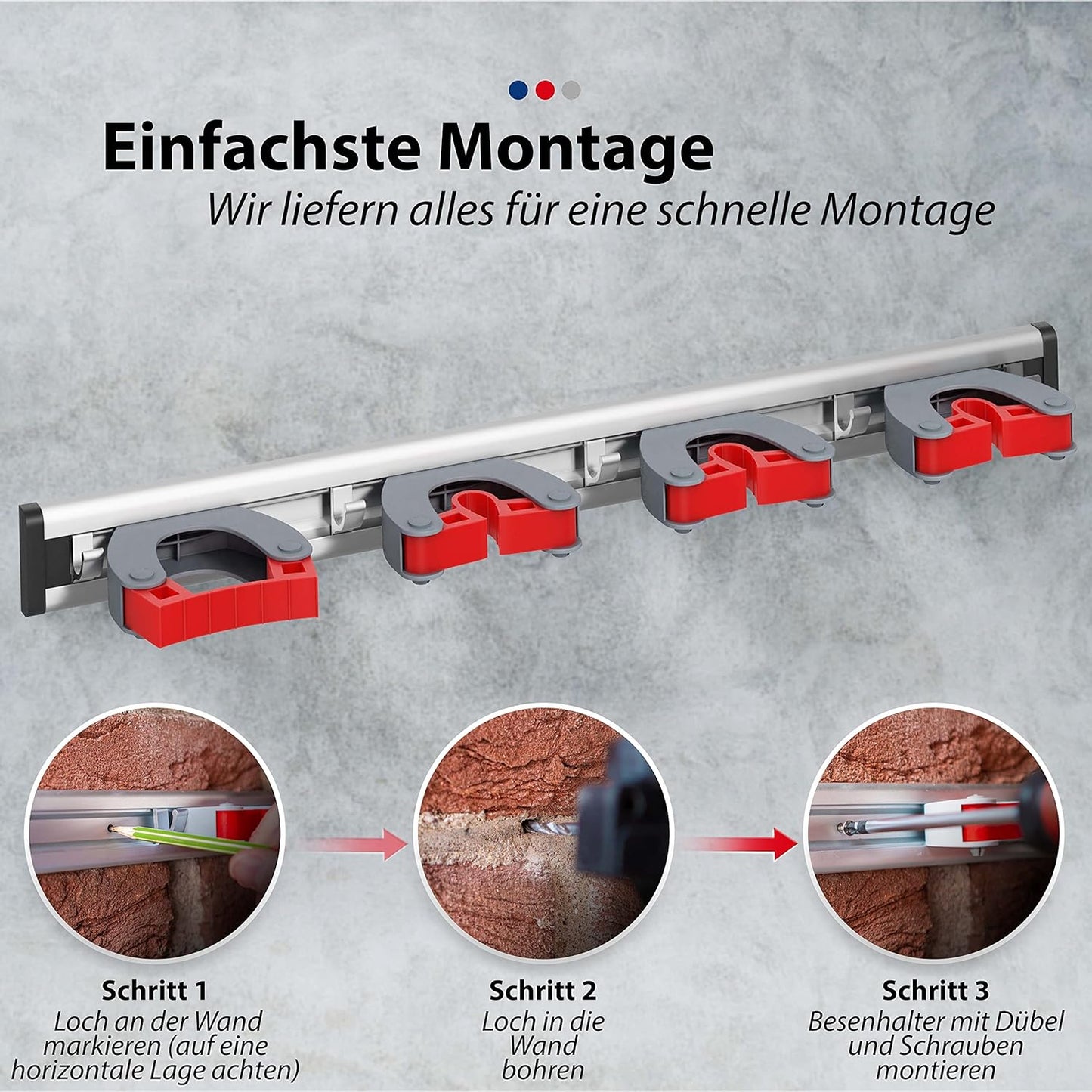 Besenhalter, 2, Besenhalterung Wand