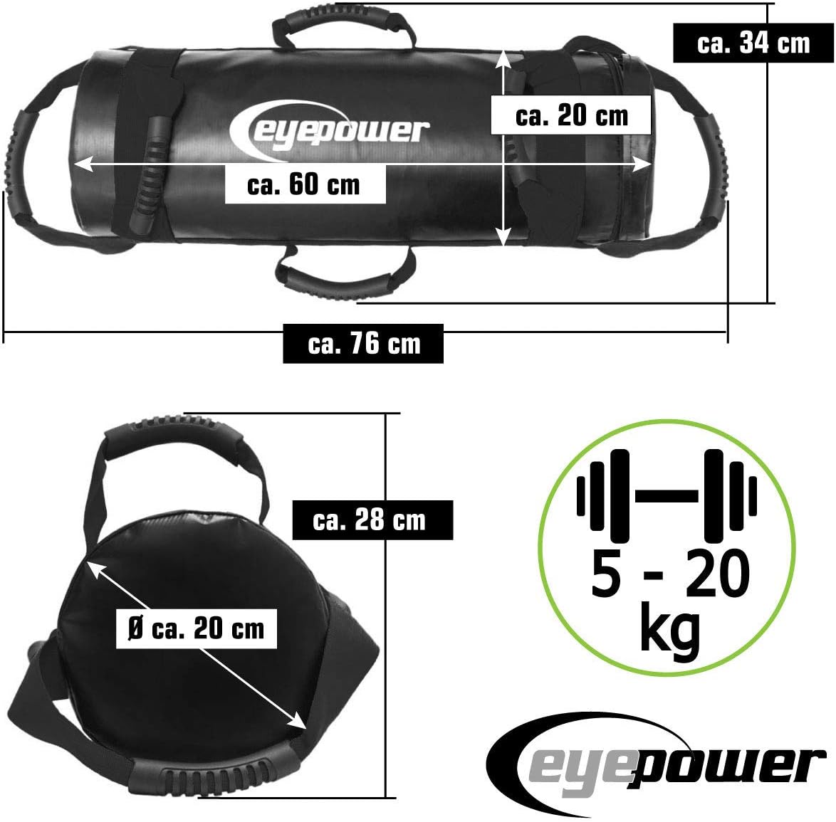 Power Bag mit Gewichte-Set, Schwarz