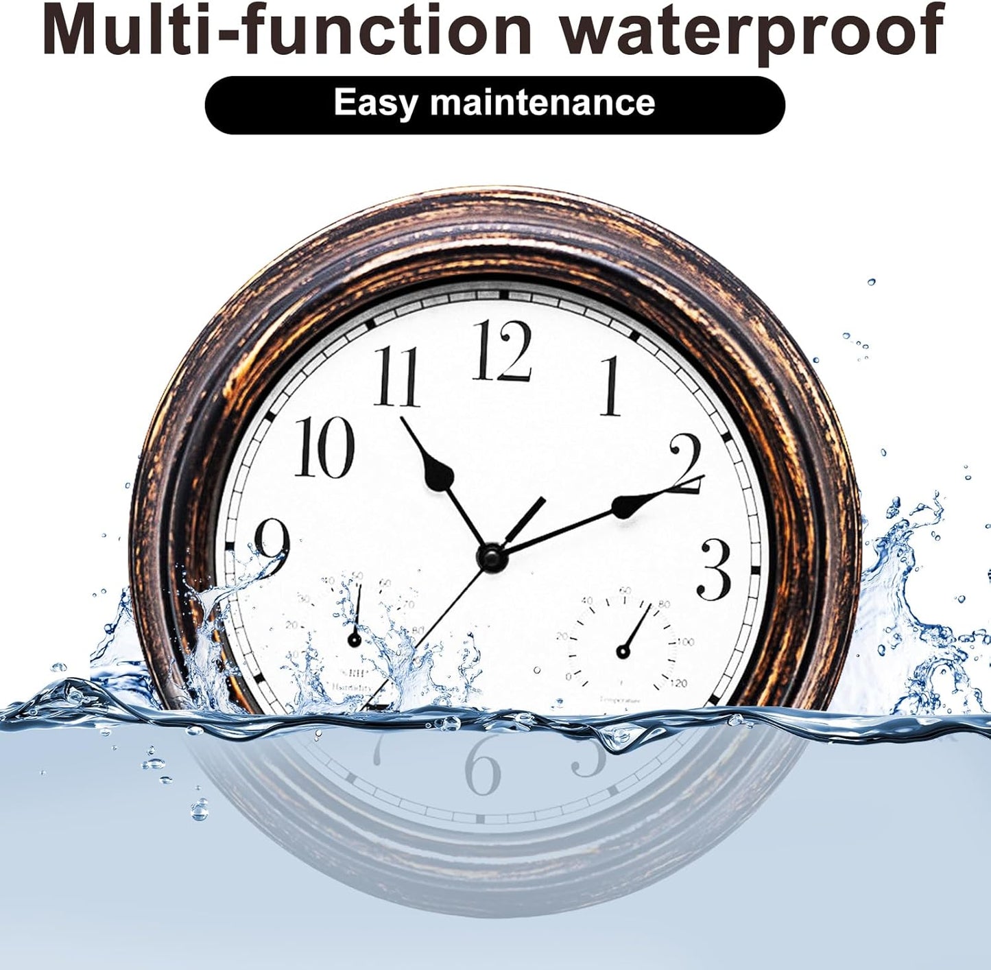 Wetterfeste Aussenuhr mit Thermometer & Hygrometer