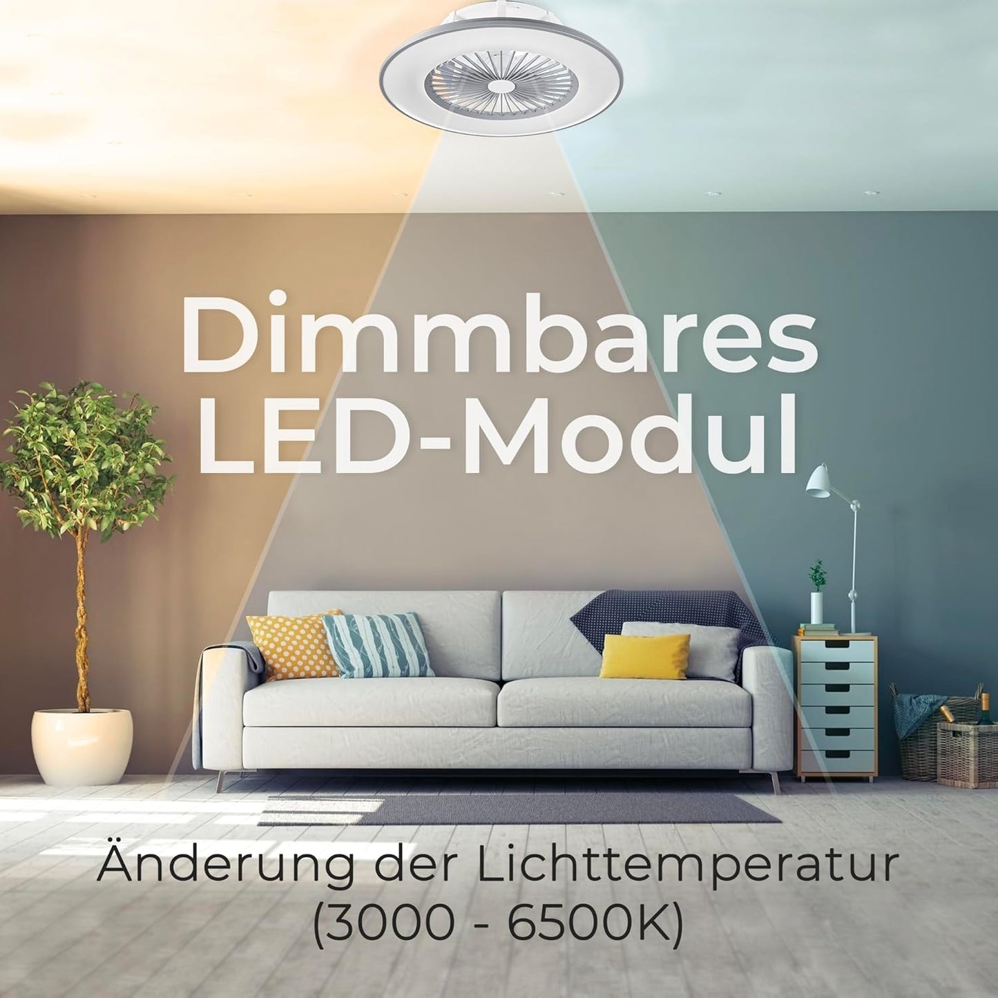 Deckenventilator Vega mit LED-Beleuchtung & Lautsprecher, Grau