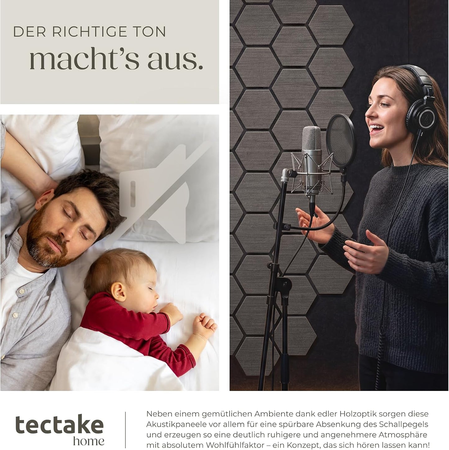 4er-Set Akustikpaneele, 4er Set Eiche Grau