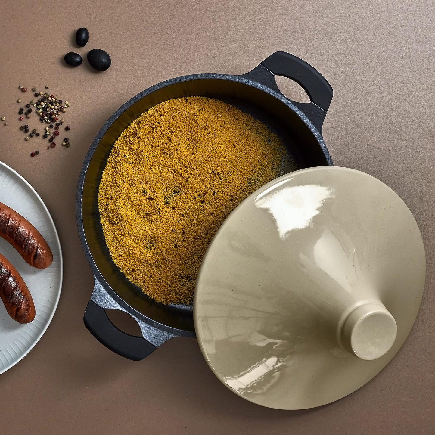 Tajine für alle Herdarten, Schwarz/Beige