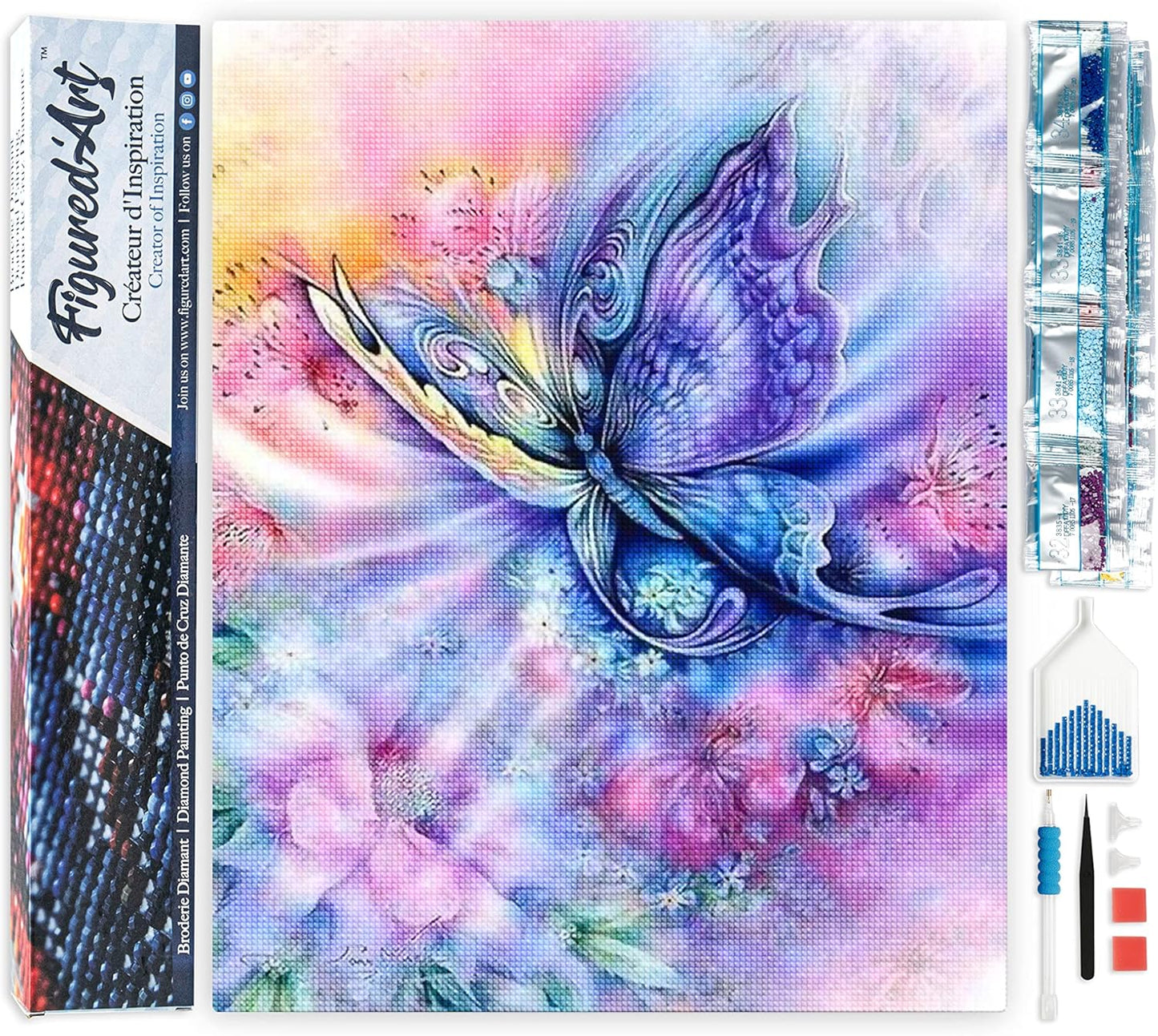 Diamond Painting, 40 x 50 cm, Bunter Schmetterling 40x50cm (Ohne Rahmen)
