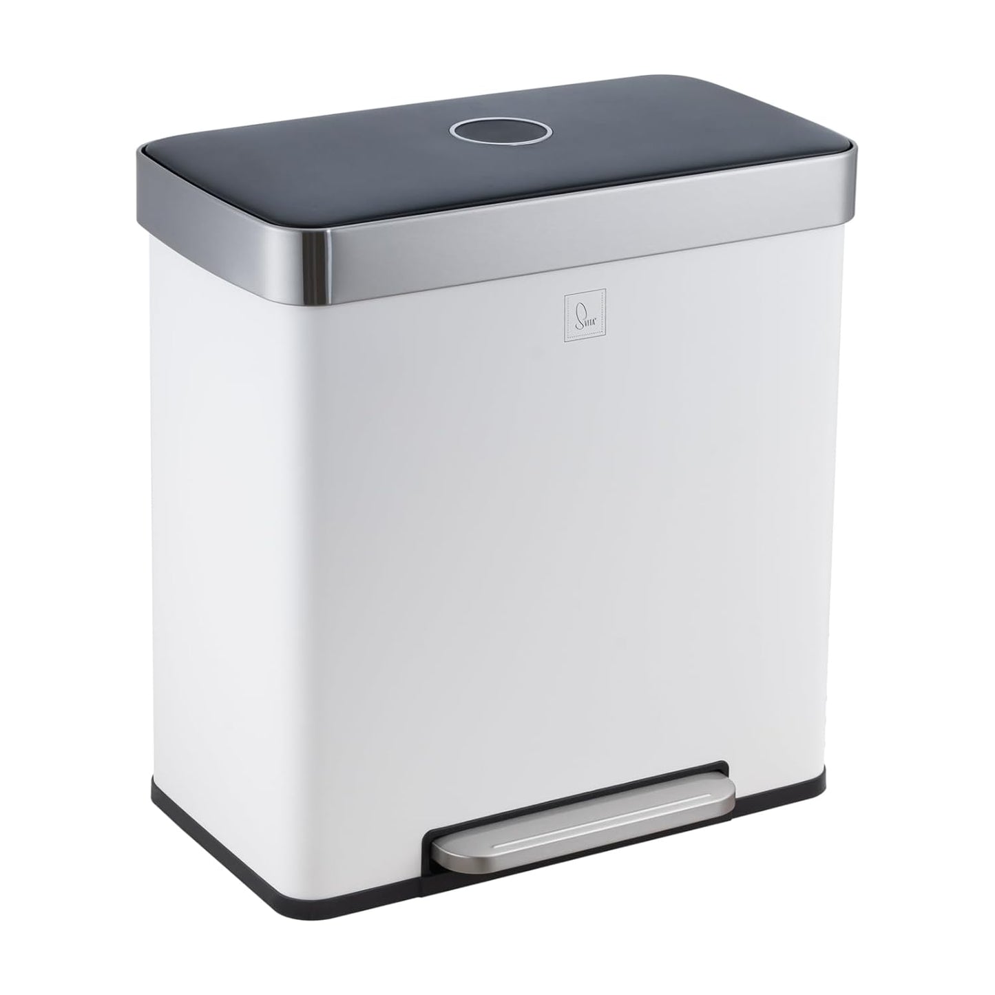 Treteimer mit Softclose-Deckel (60 Liter, 2x 30 Liter), Weiß