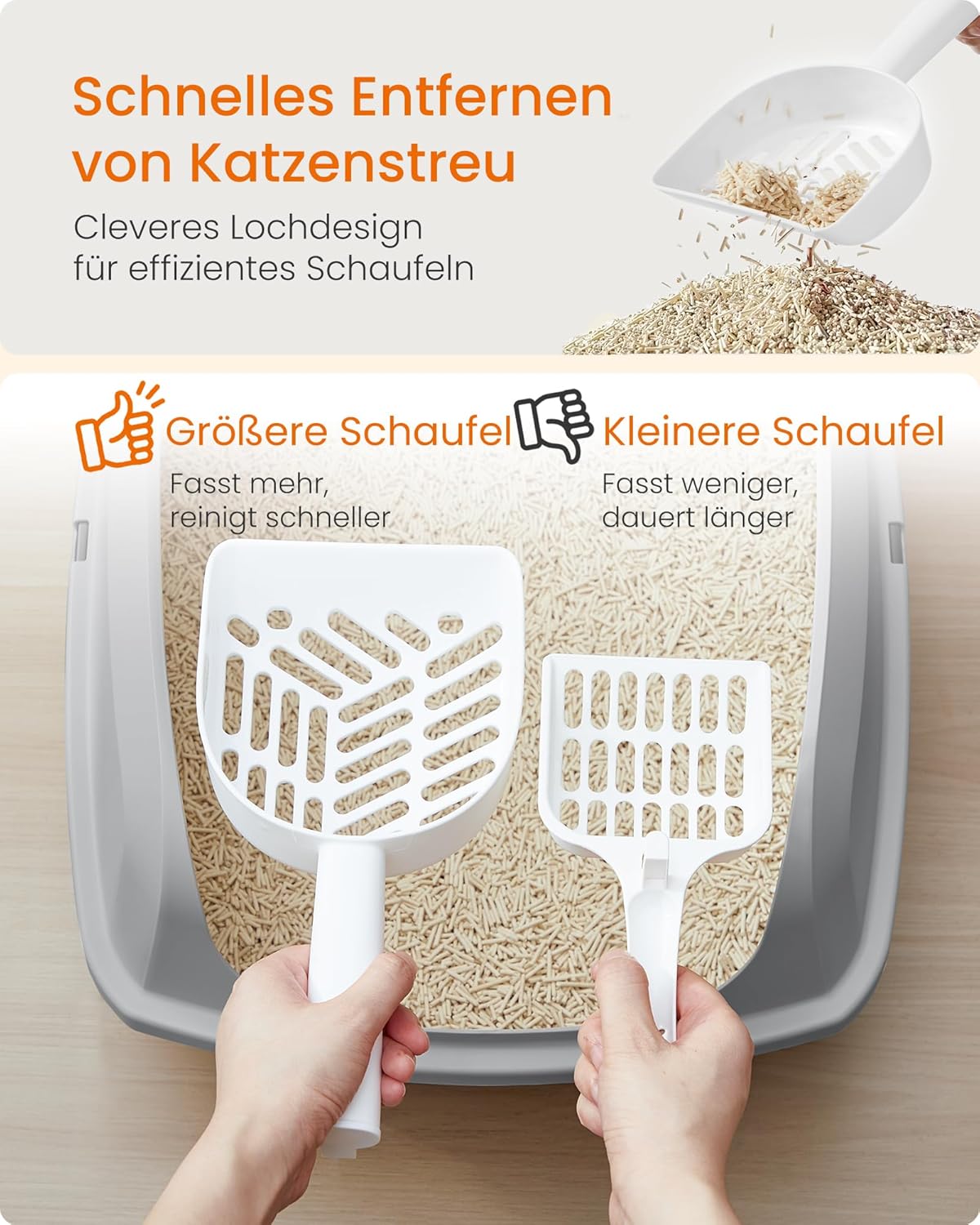 PPT009GN01 Katzentoilette mit hohen Seitenwänden, schiefergrau XL (50,5 x 37,5 x 19,5 cm) offen