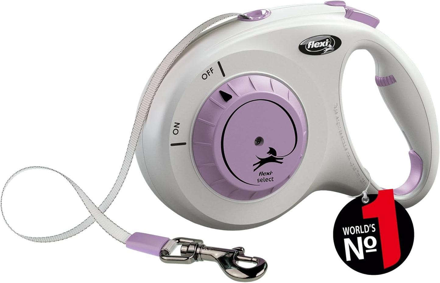Roll-Leine für Hunde (bis 25 kg, 7 m), hellgrau/violet M: 0-7m (max. 25kg)