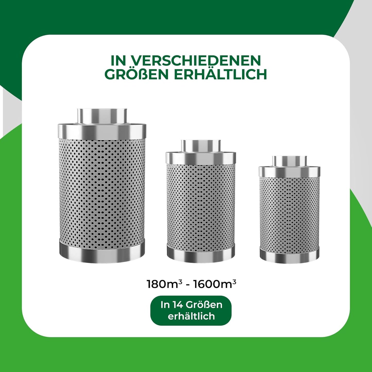 Aktivkohlefilter für Gastronomie und Pflanzenzucht, 520 m³/h | 150mm Flansch